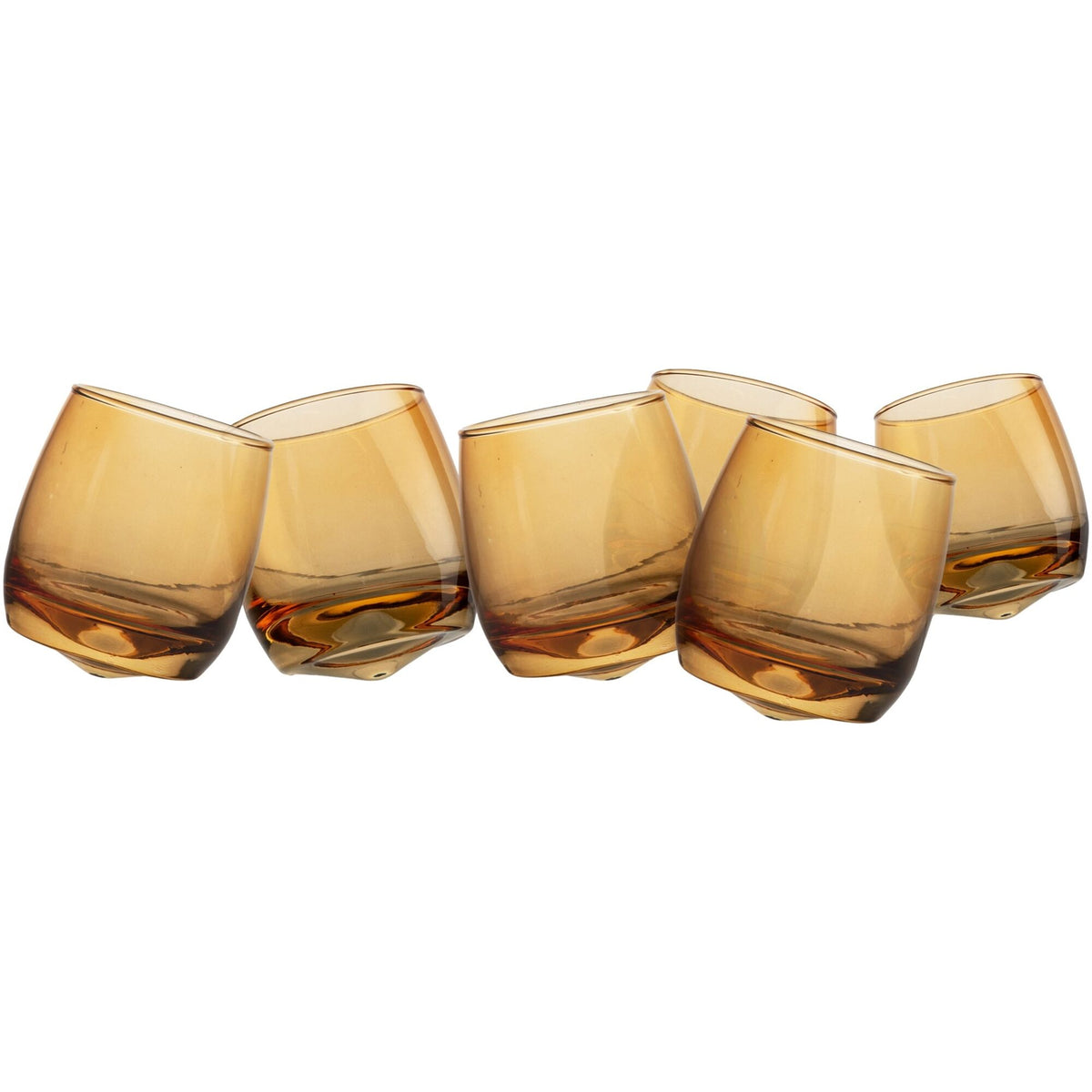 Seks amberfarvede Sagaform tumblerglas med rund bund