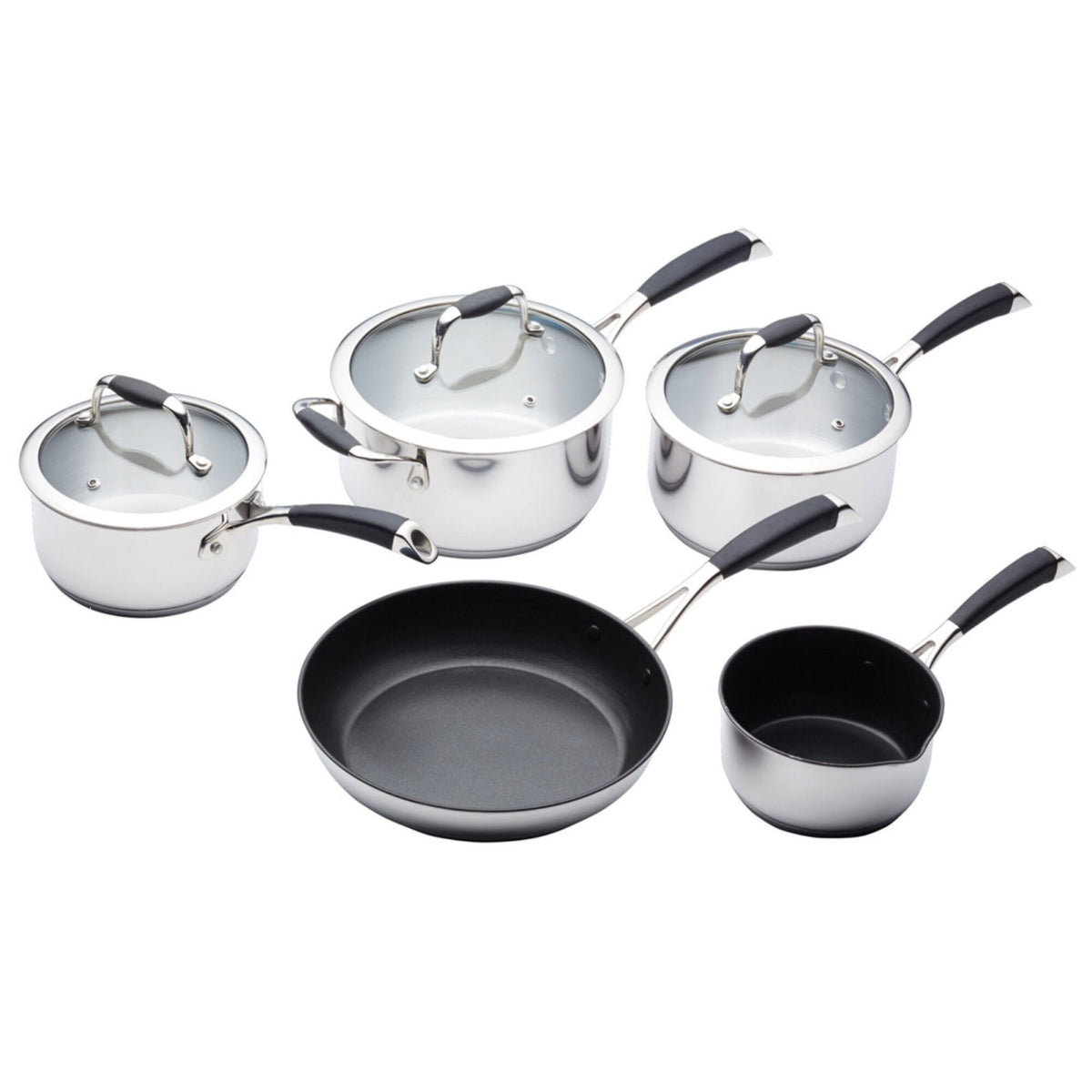 Kitchencraft Master Class køkkengrej i 5 dele med kasseroller og pande