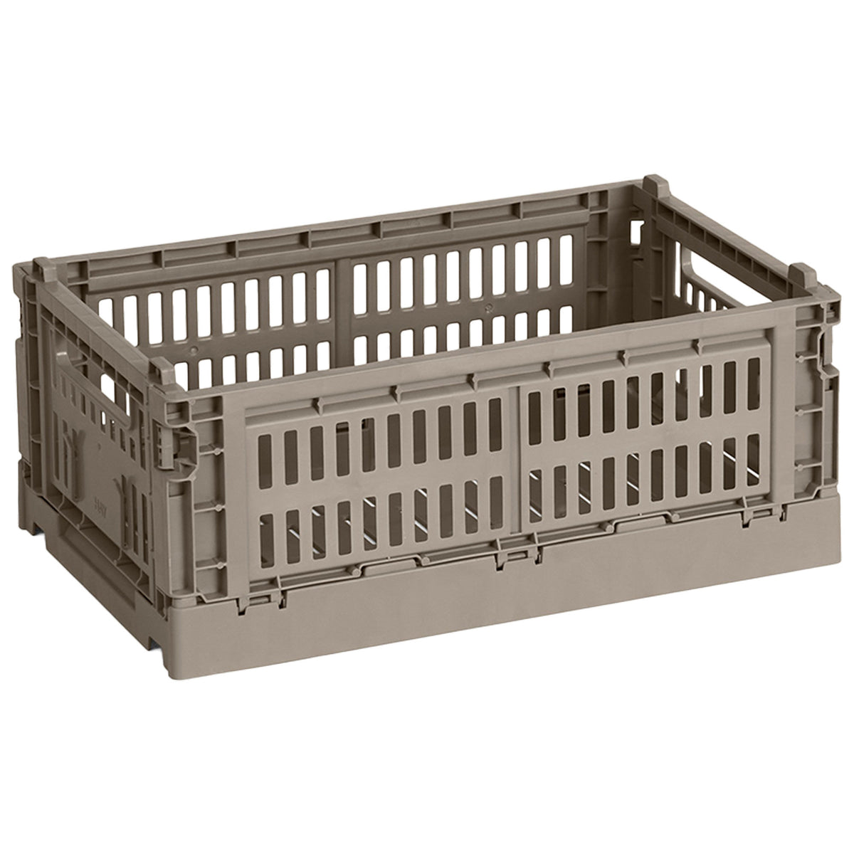 Varmgrå HAY Colour Crate Small opbevaringskasse med luftigt design