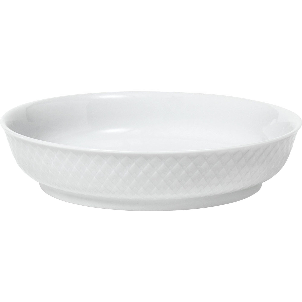 Hvid desserttallerken med høje kanter fra Lyngby Porcelæn Rhombe, 16 cm