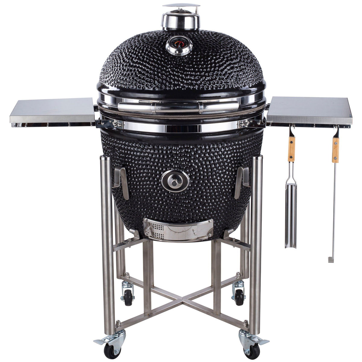 Sort Kamado Sumo Signature Pro kamadogrill med detaljer i rustfrit stål