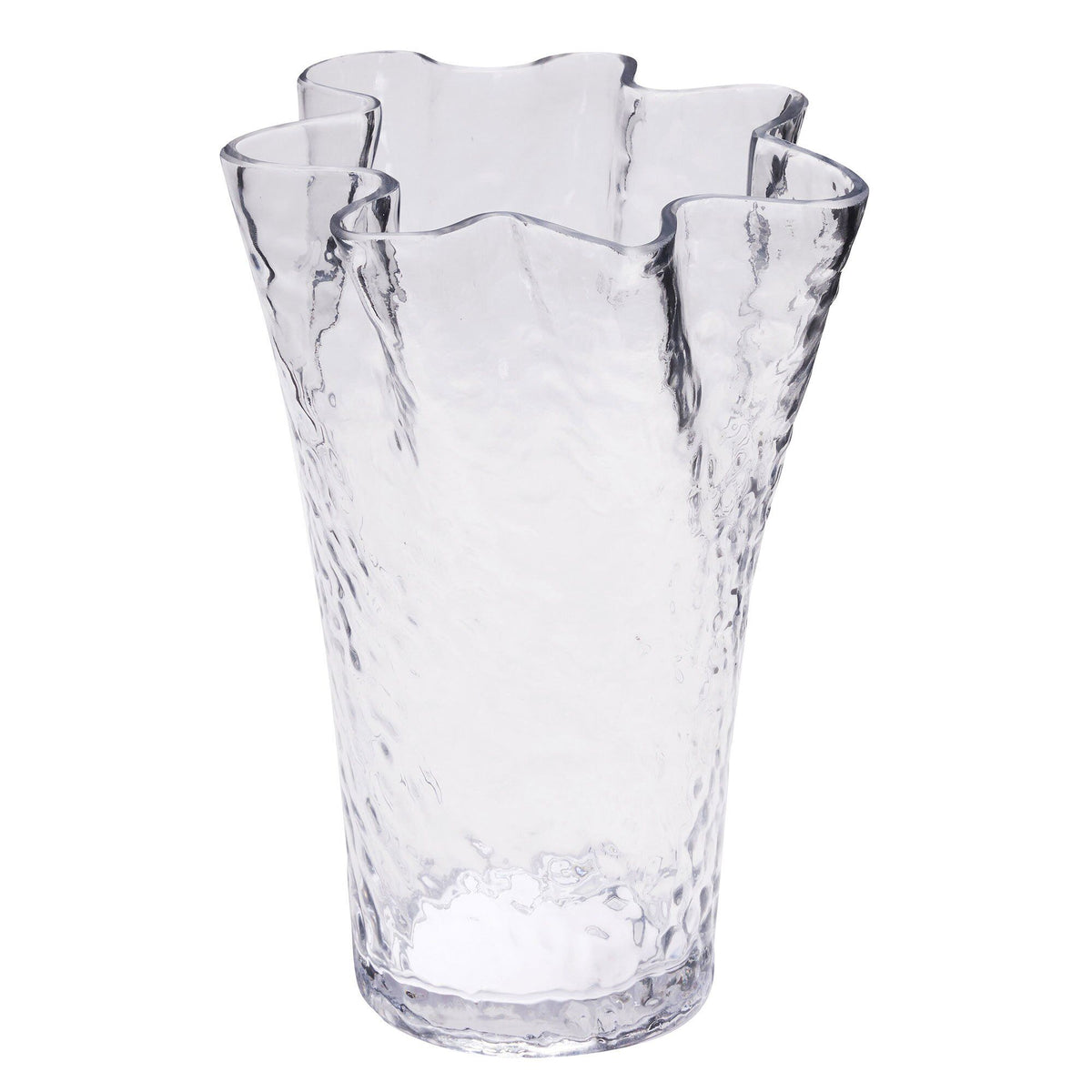 Hübsch Ruffle vase i klart teksturet glas med bølget kant