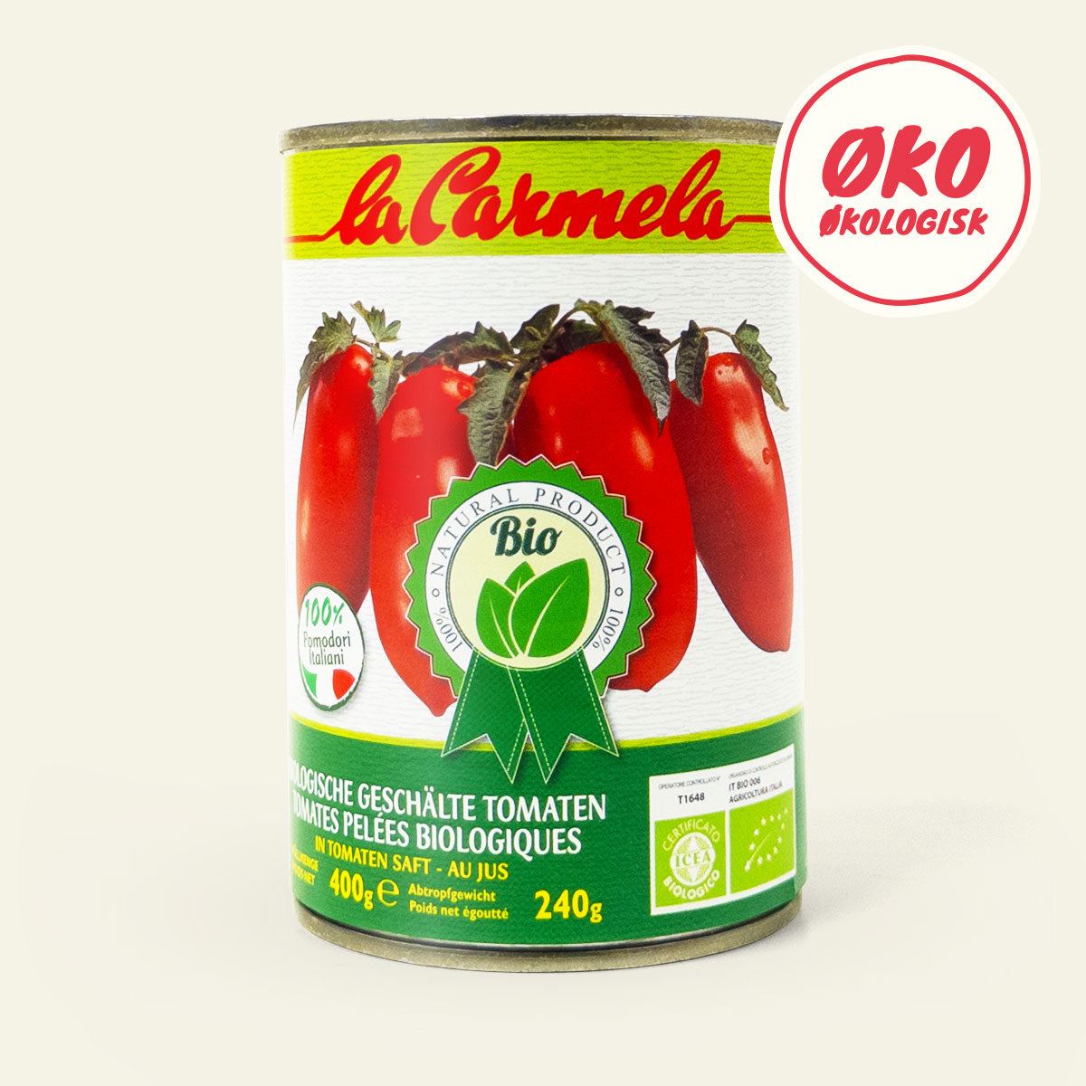 Økologiske La Carmela Pelati tomater