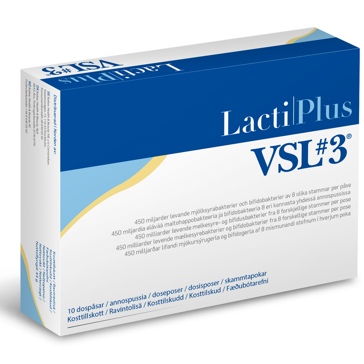 Pakning med LactiPlus Mælkesyrebakterier VSL3, 10 breve