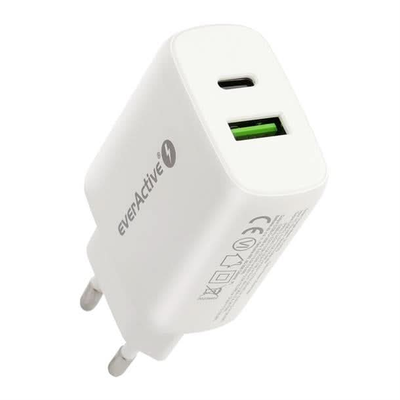 Se Intelligent USB hurtigoplader fra EverActive med både USB-A QC3.0 og USB-C PD PPS - 25W - Elektronik > USB-universaloplader - EverActive - Spotshop ✔ Kæmpe udvalg i  EverActive ✔ Hurtig levering: 1 - 2 Hverdage samt billig fragt - Varenummer: SPSH-SC-370Q og barcode / Ean: '5903205772961 på lager - Udsalg på Elektronik > USB-universaloplader Spar op til 64% - Over 1324 kendte brands på udsalg