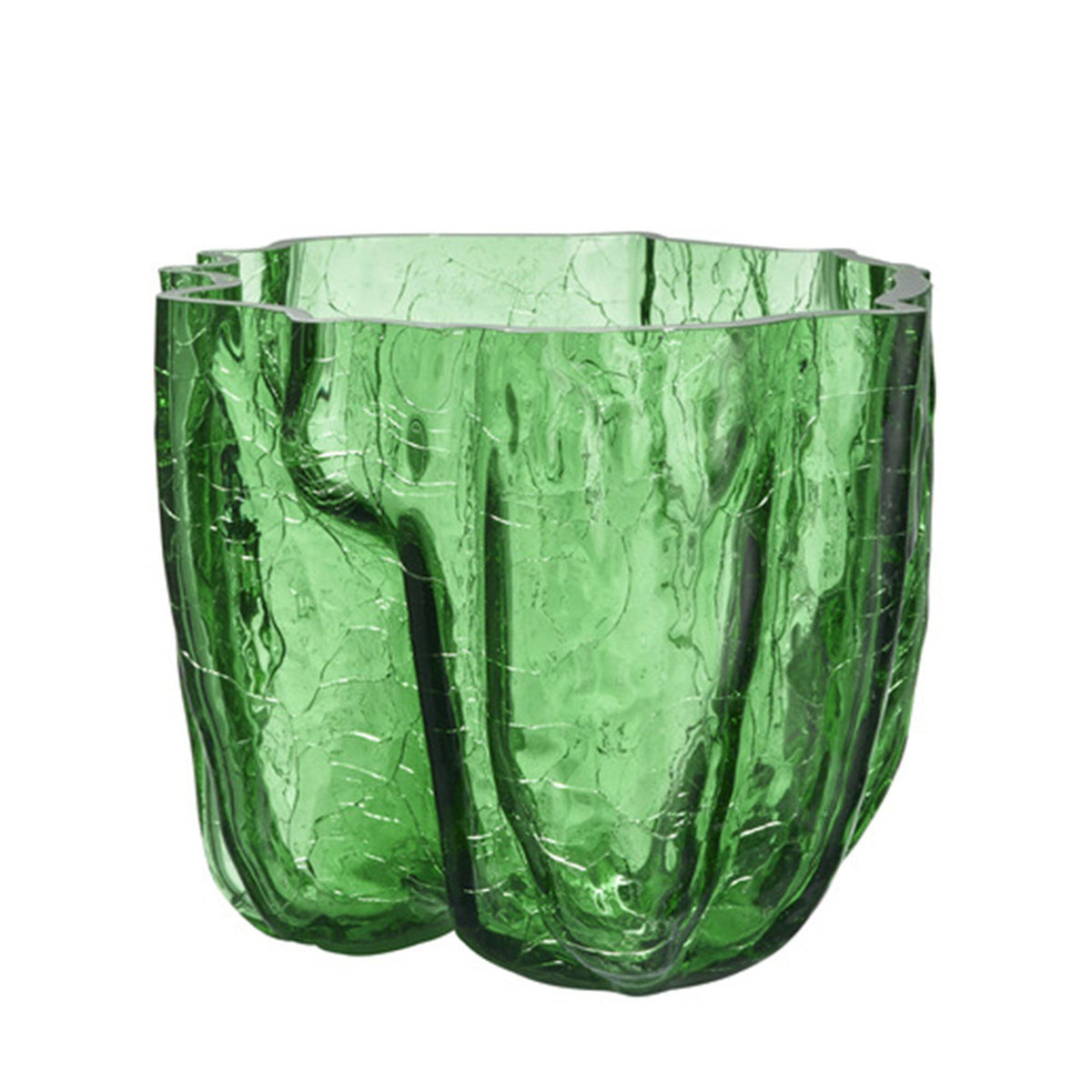 Grøn mundblæst Kosta Boda Crackle vase på 175 mm