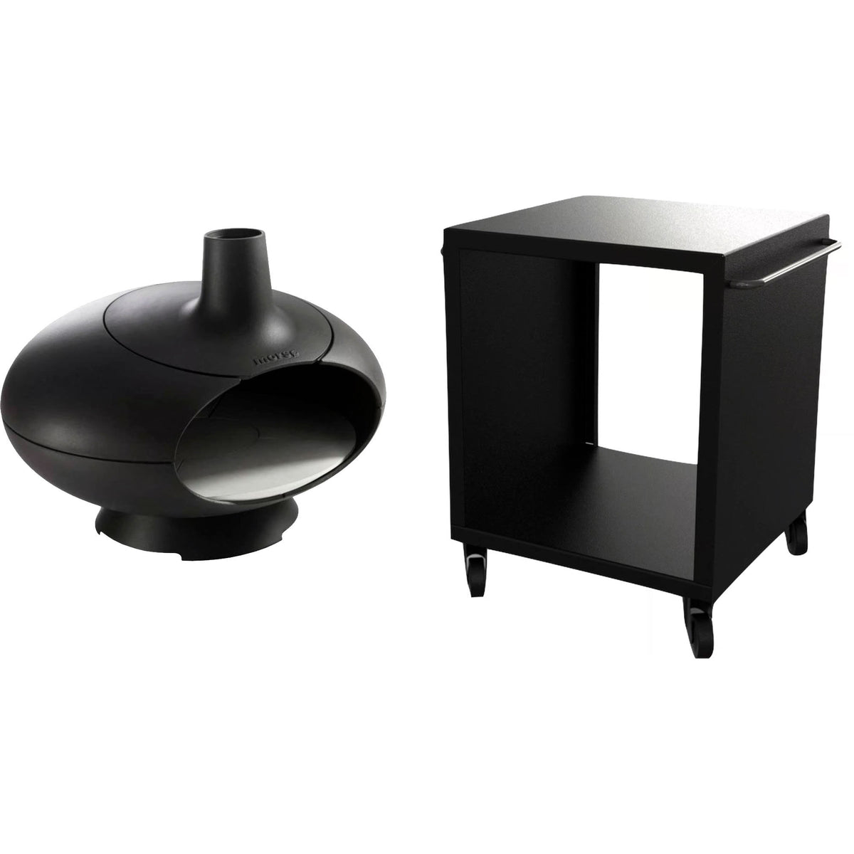 Morsø Forno udeovn i støbejern placeret på Terra udebord 60 x 60 cm