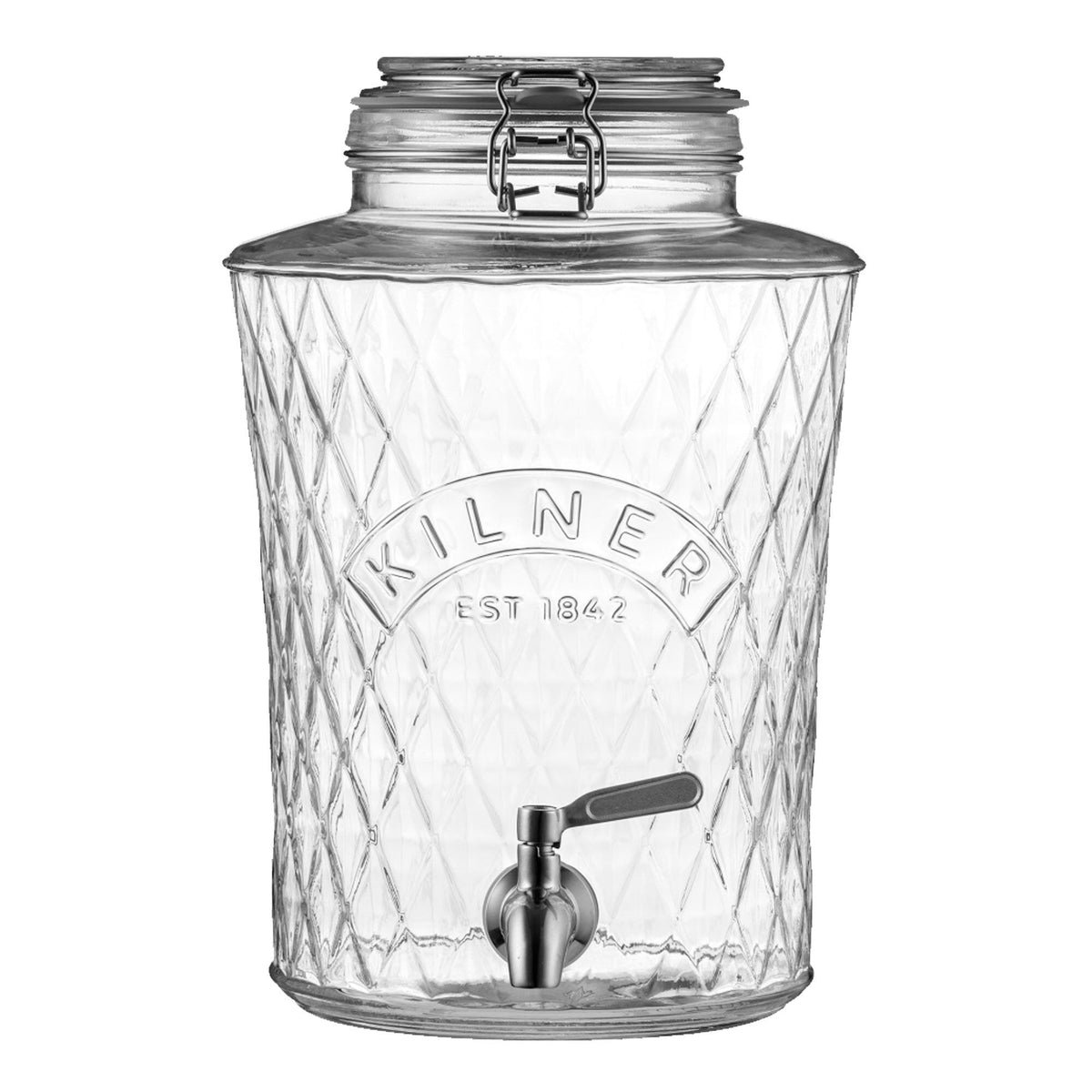 Kilner Diamond drikkedispenser på 5 liter med rustfri stålhane