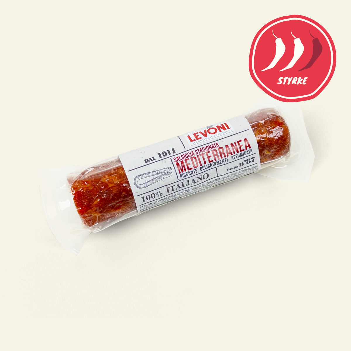 Levoni Salsiccia Mediterranea Piccante, krydret pizzapølse