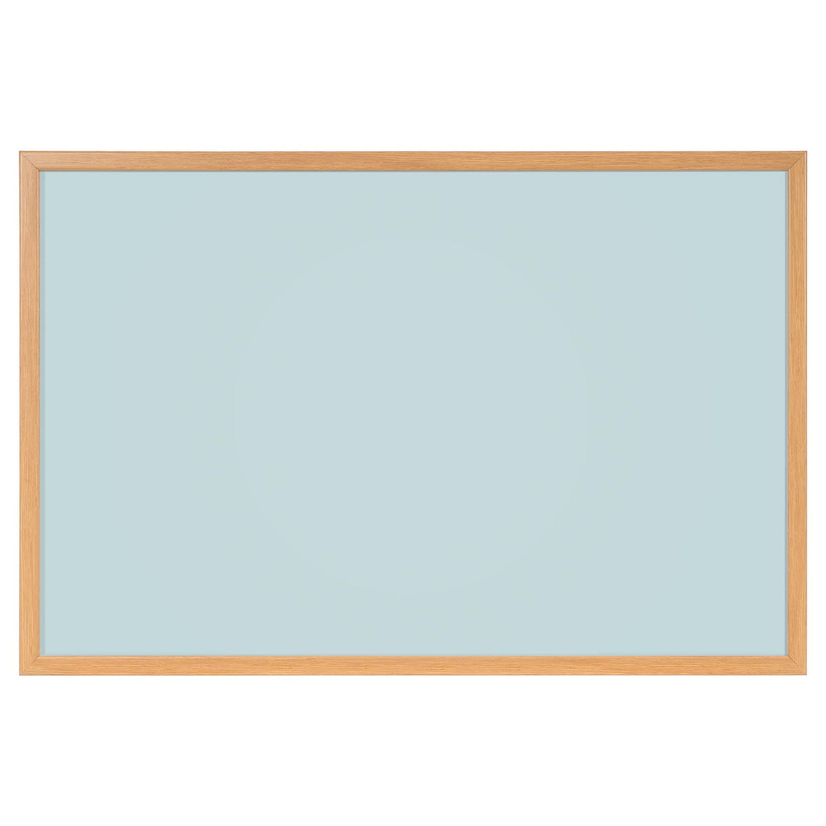 Lyseblåt whiteboard med MDF-ramme i egetræslook, 120 x 90 cm