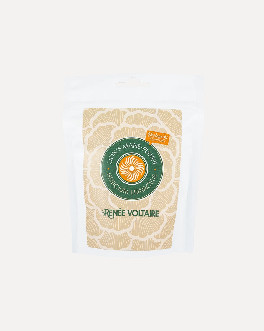 Pakke med økologisk Lions Mane pulver fra Renée Voltaire, 100 g