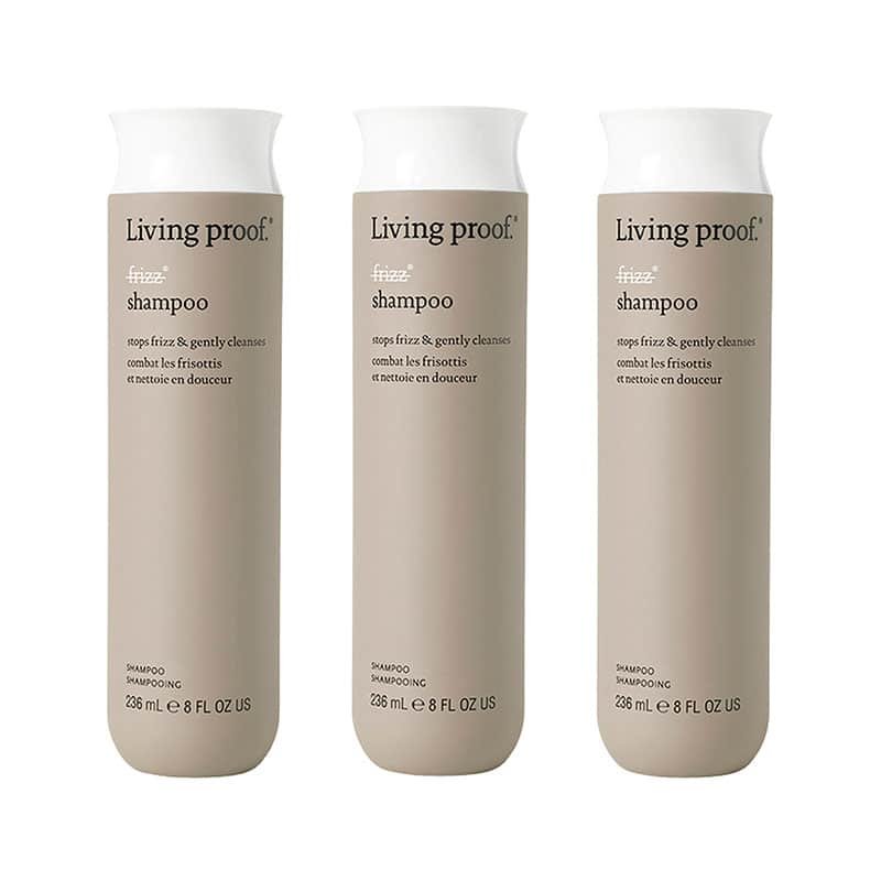 Tre flasker Living Proof No Frizz Shampoo à 236 ml i en samlet pakke