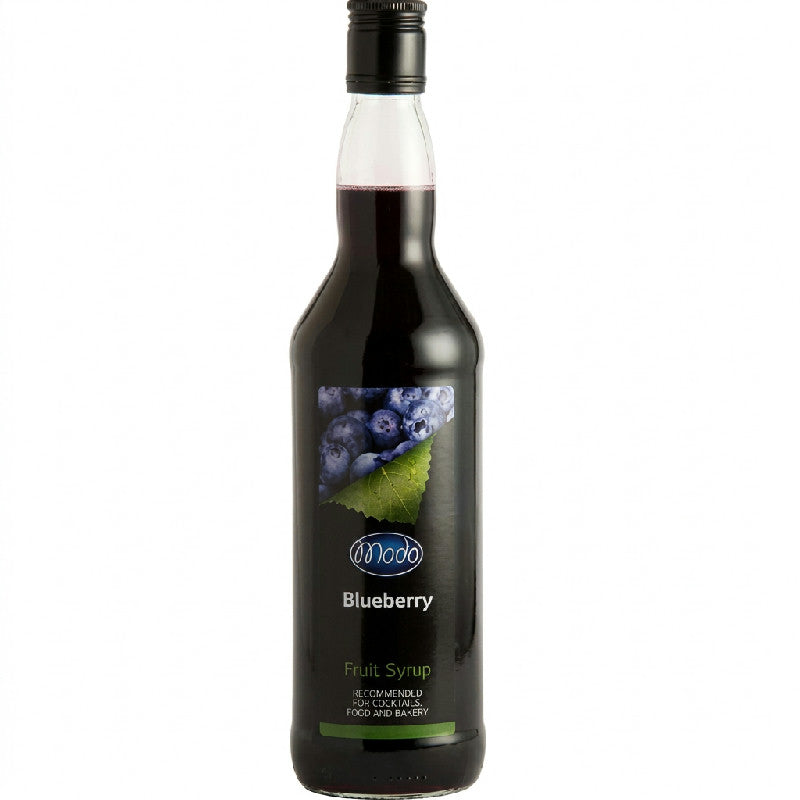 Flaske Modo Blåbær Syrup på 75 cl i PET med mørkelilla sirup