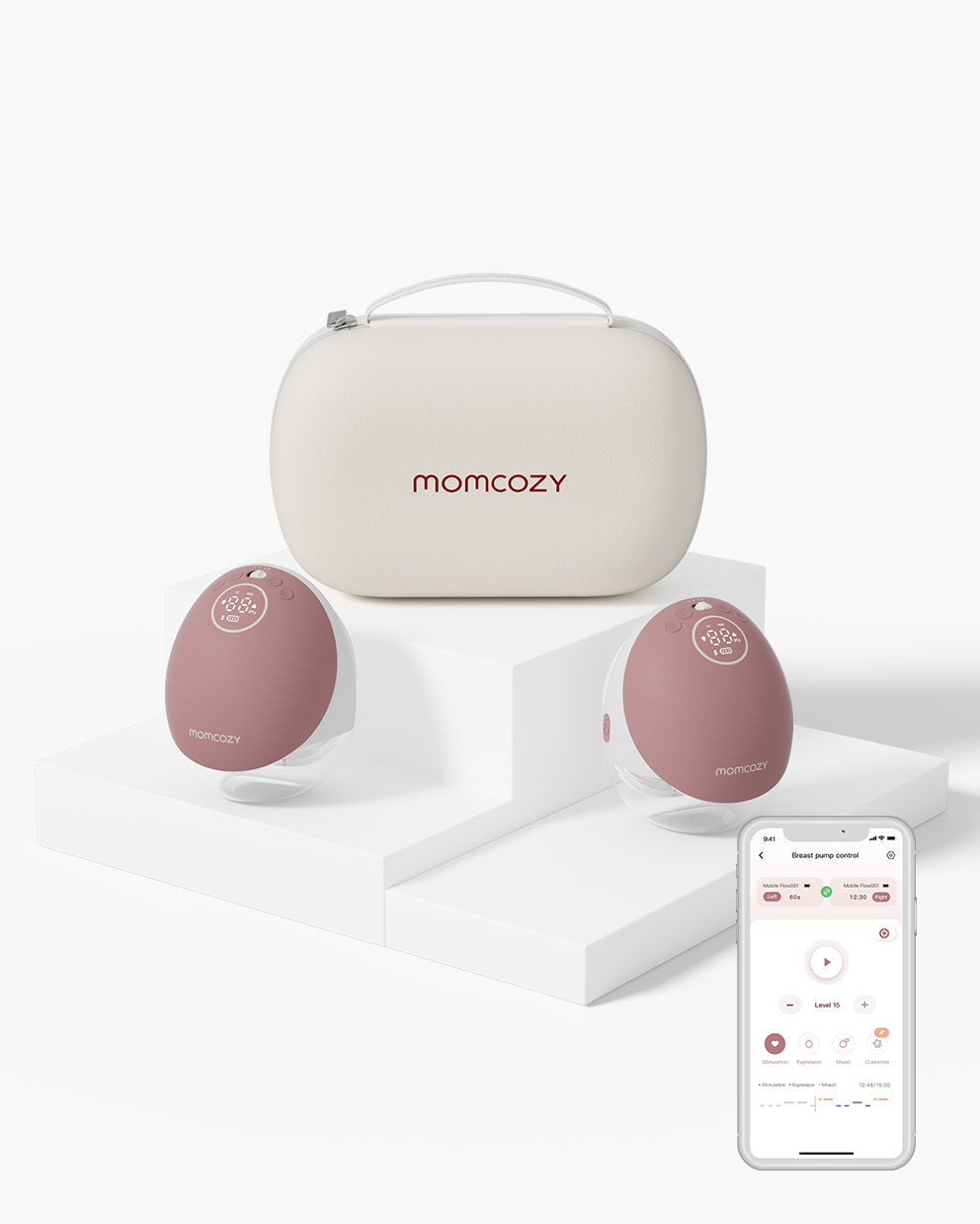 Momcozy M9 dobbelt bærbar brystpumpe i rød