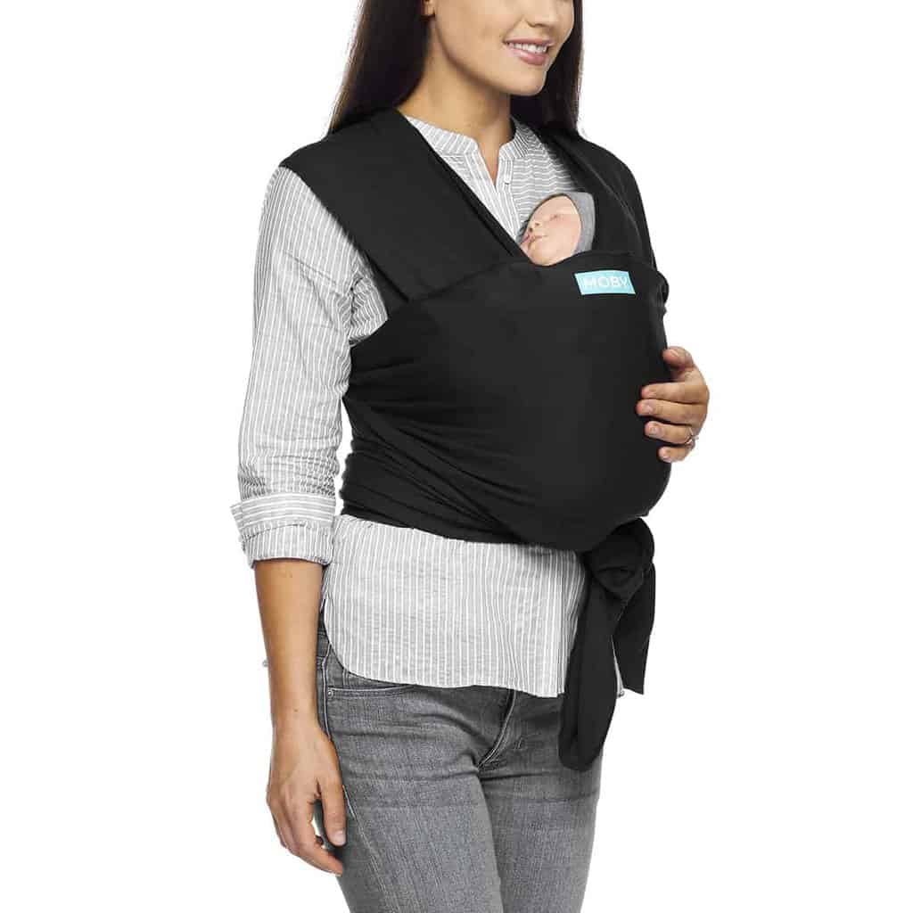 Sort Moby Wrap Classic strækvikle i bomuld til babybæring