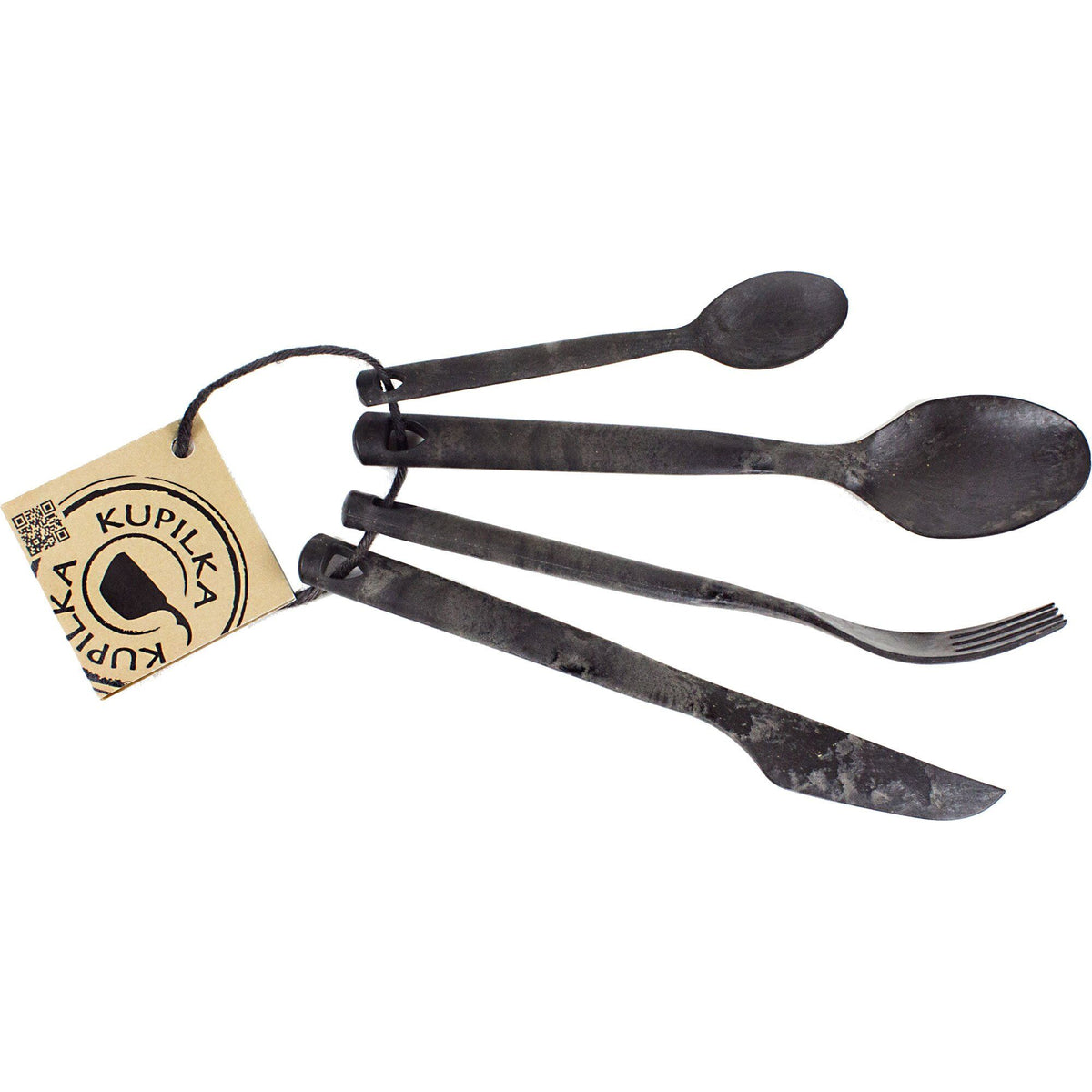 Kupilka Cutlery sort bestiksæt med kniv, gaffel, ske og teske