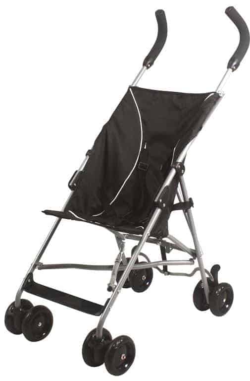 Basson Baby mini paraplyvogn i sort med dobbelt affjedrede hjul