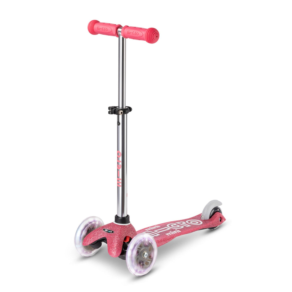 Pink Micro Mini Deluxe Fairy Glitter løbehjul med LED-hjul og glitterdesign