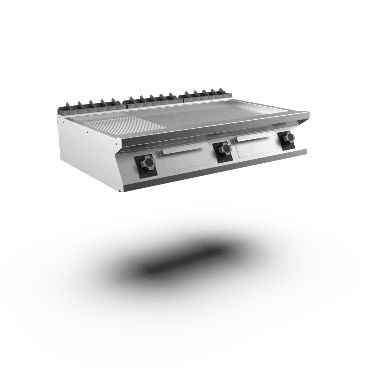 Wery FT712EMCST 120 cm elektrisk stegeplade med glat og rillet side i mat krom