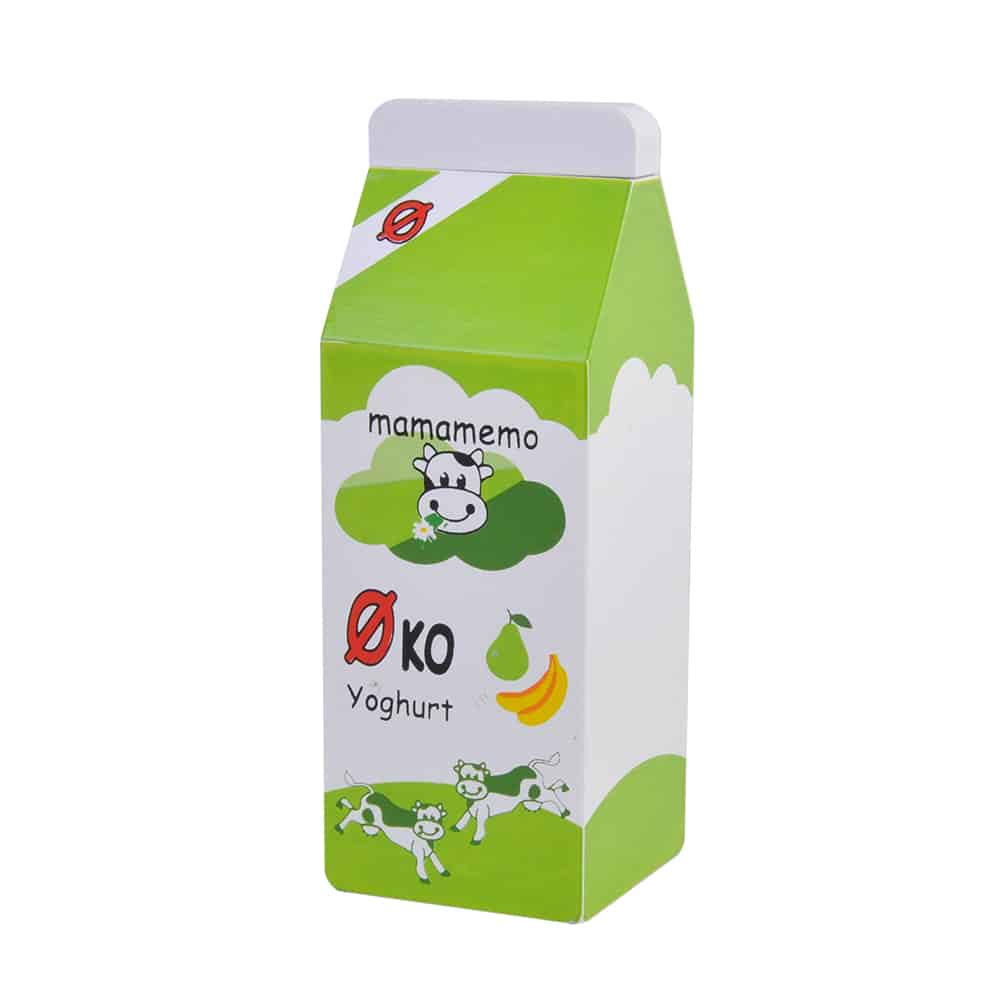 MaMaMeMo legemad i træ udformet som yoghurtkarton med pære og banan