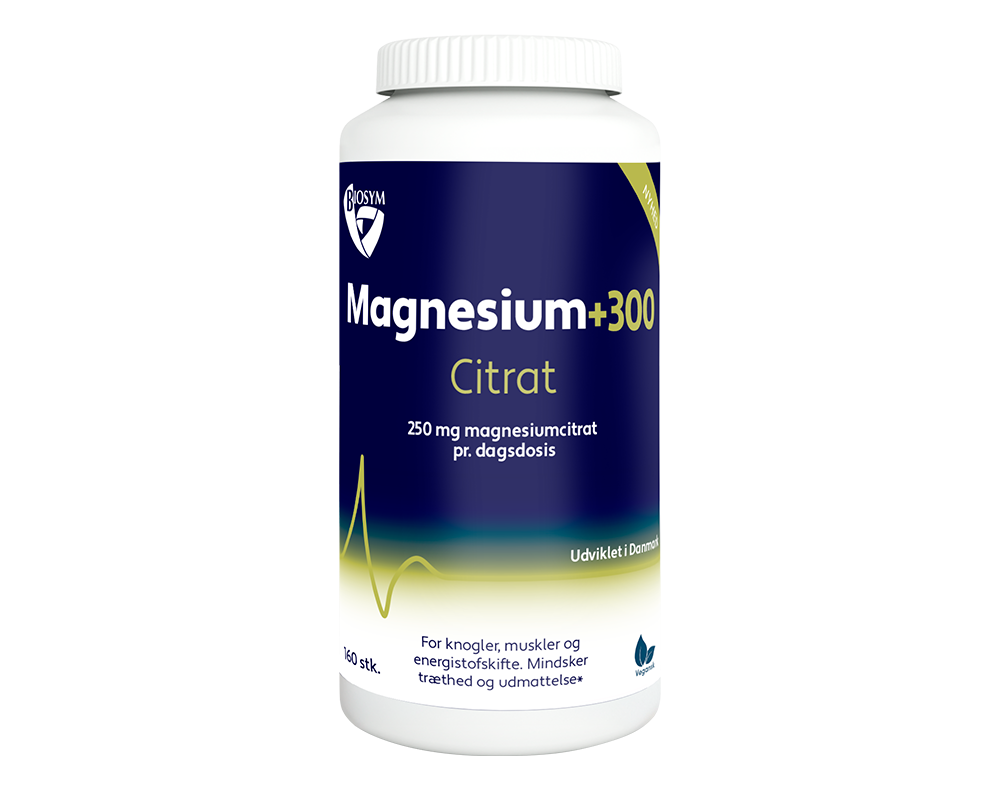 Pakke med Biosym Magnesium +300 Citrat, 160 kapsler