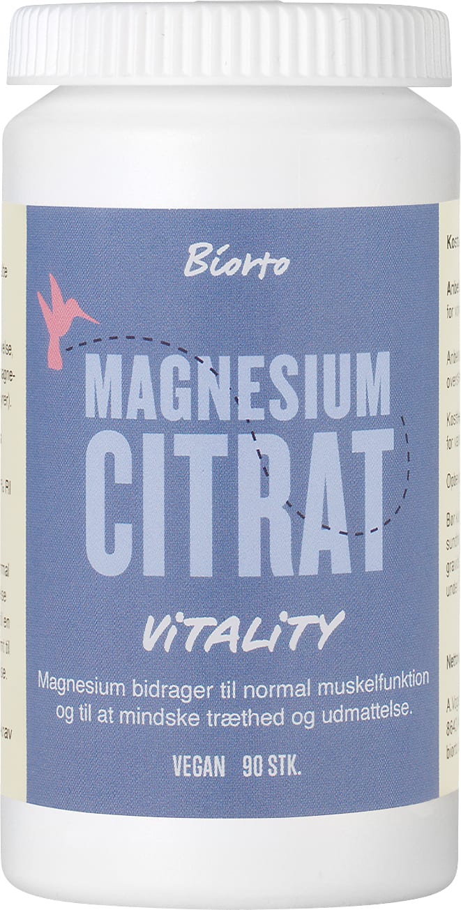 Pakning med Biorto Magnesium Citrat Vitality, 90 kapsler