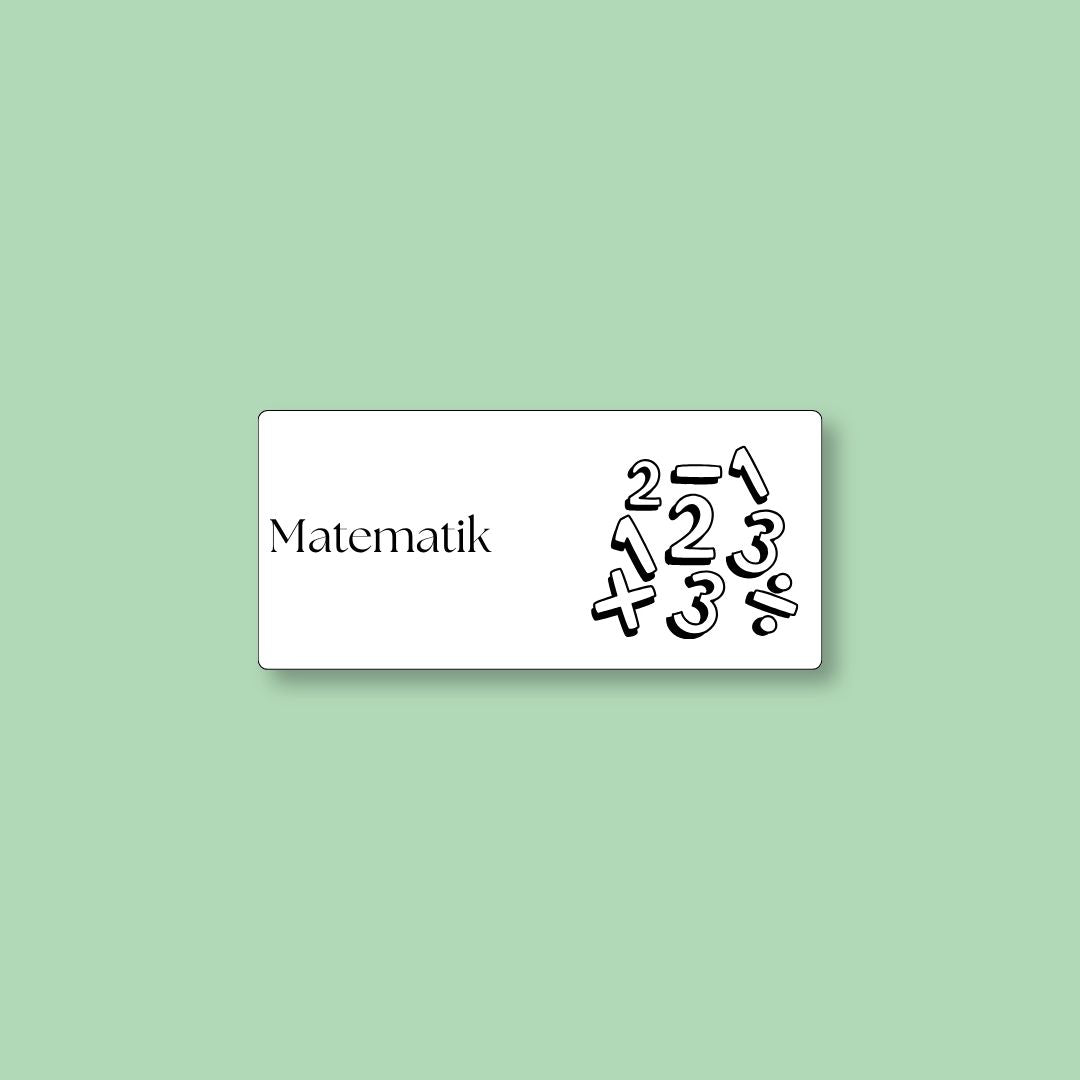 Hvid magnetisk skemabrik med motiv til faget Matematik fra ToDoodle DK