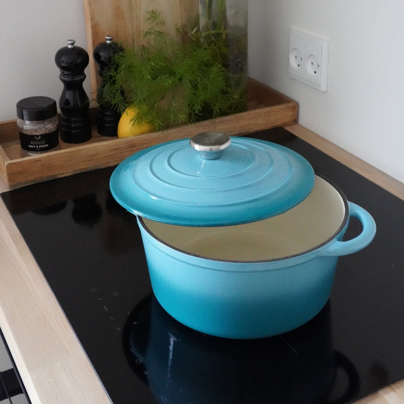 Støbejernsgryde, emaljeret, 3,8 liter, Artic Blue