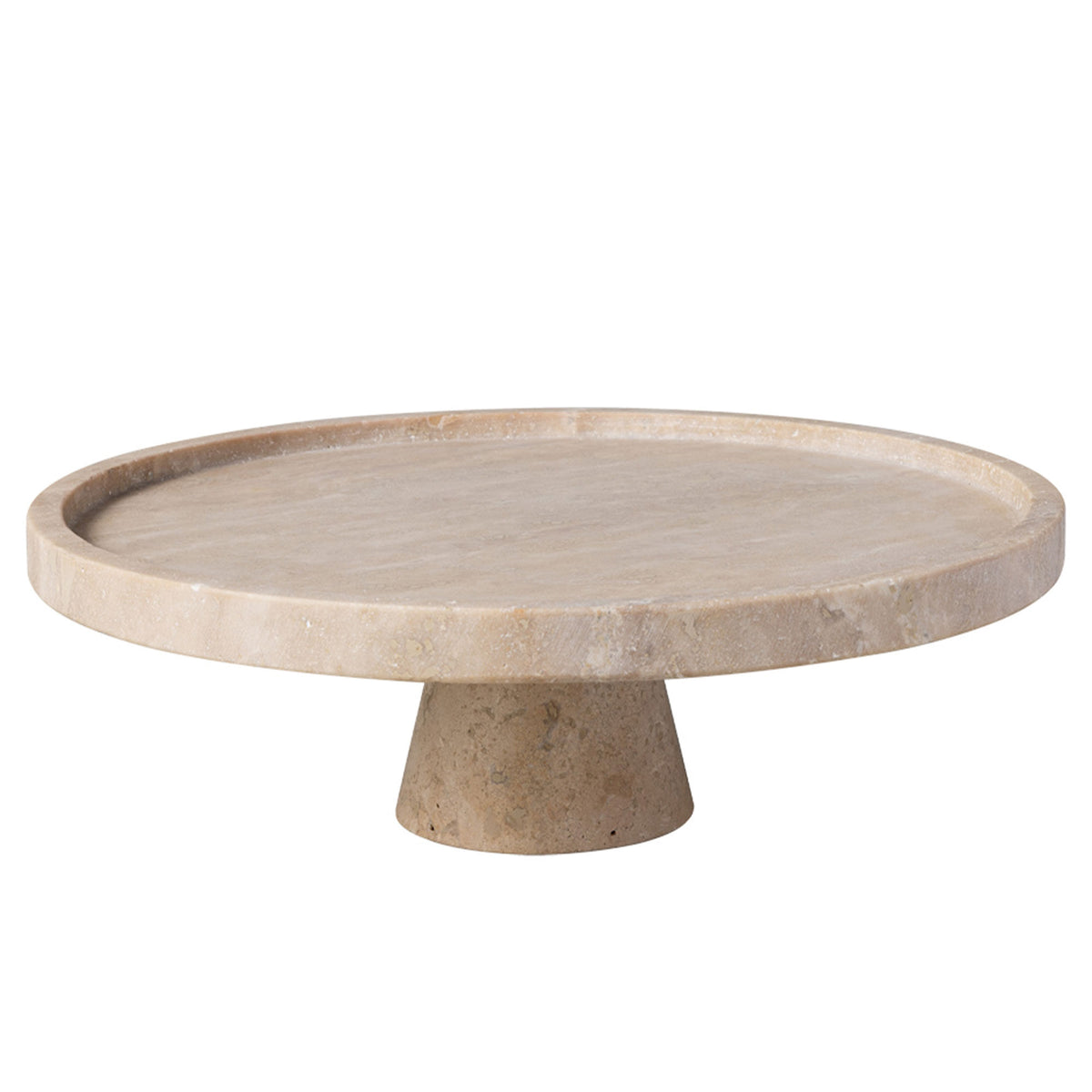 Villeroy & Boch Manufacture Travertine serveringsfad på fod i håndbearbejdet travertin