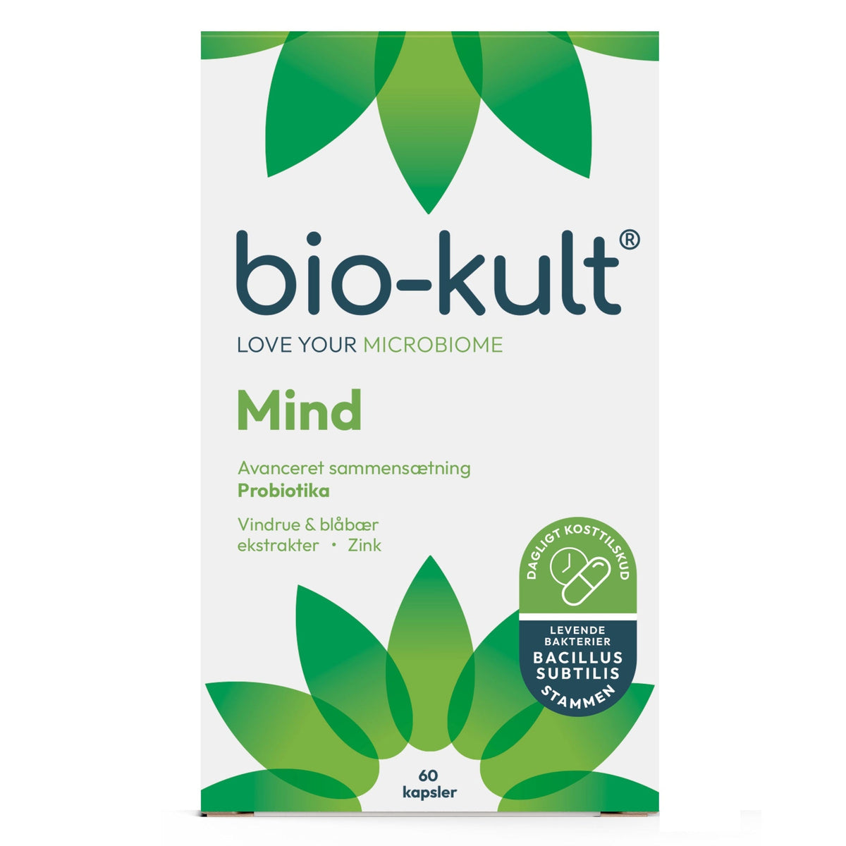 Pakning med Bio-Kult Mind probiotika kosttilskud, 60 kapsler