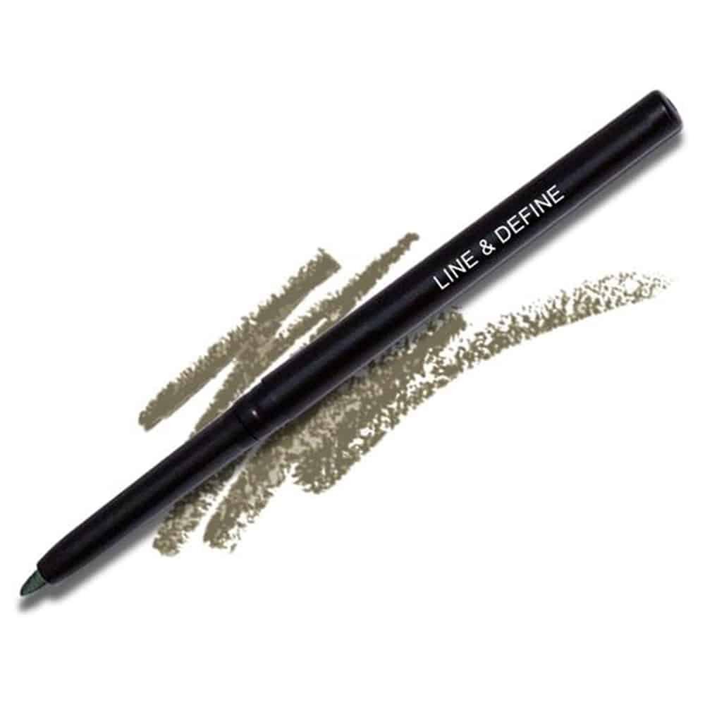 Mineralogie Eye Liner Automatic i den grågrønne nuance Jaded med gylden glimmer