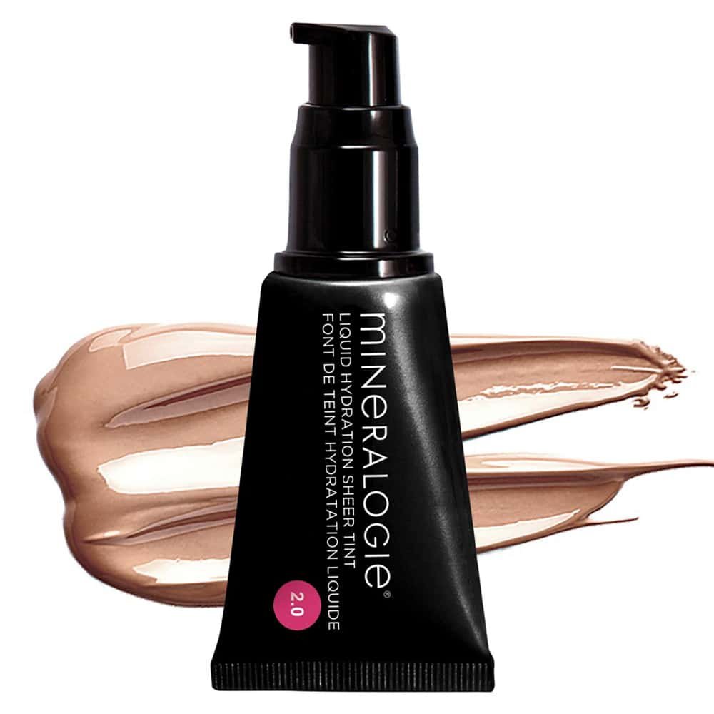 Flaske med Mineralogie Liquid Hydration 2.0 flydende foundation i nuancen Rose Beige, 30 ml