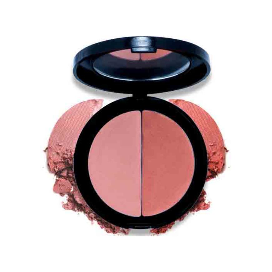 Mineralogie Duo Pressed Mineral Blush Compact #10 med to blush-nuancer og spejl