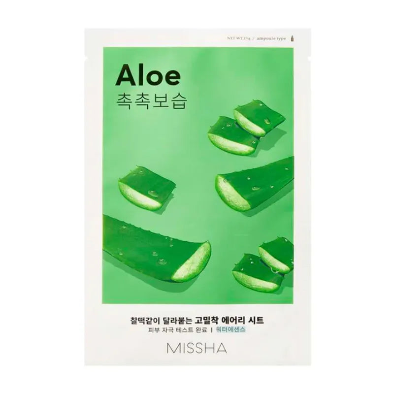 Missha Airy Fit Sheet Mask #Aloe, sheetmaske af bæredygtigt rispapir med aloe vera