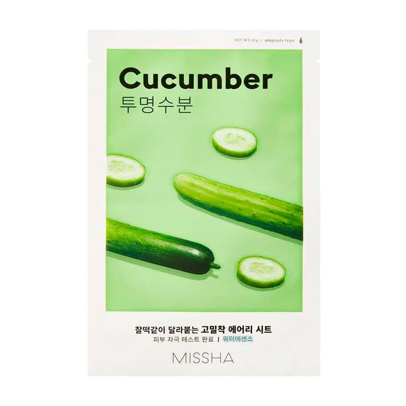 Missha Airy Fit Sheet Mask #Cucumber, ansigtsmaske med agurkeekstrakt