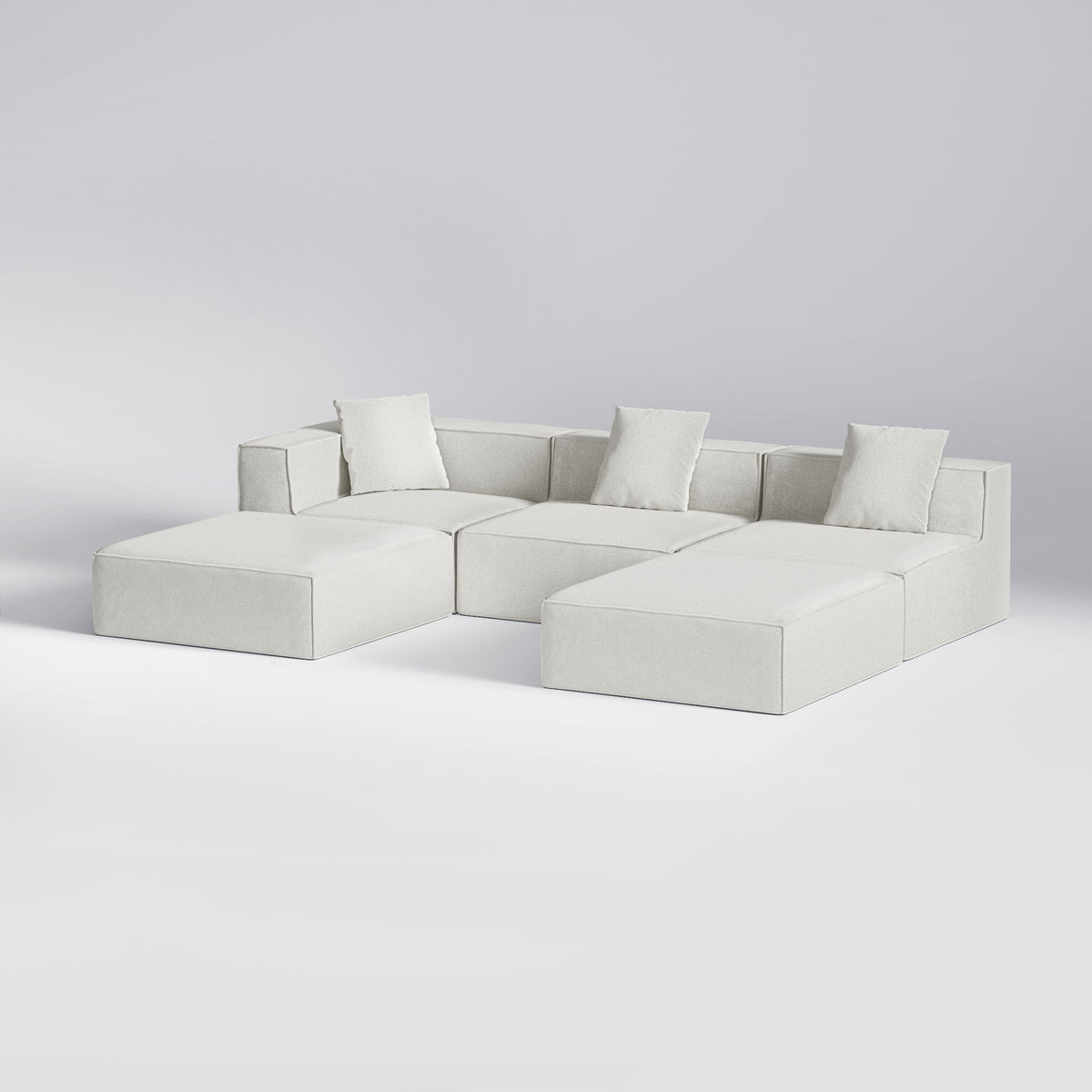 Hvid Moduri Lounge modulsofa med sofa-, hjørne- og pufmoduler fra Zederkof