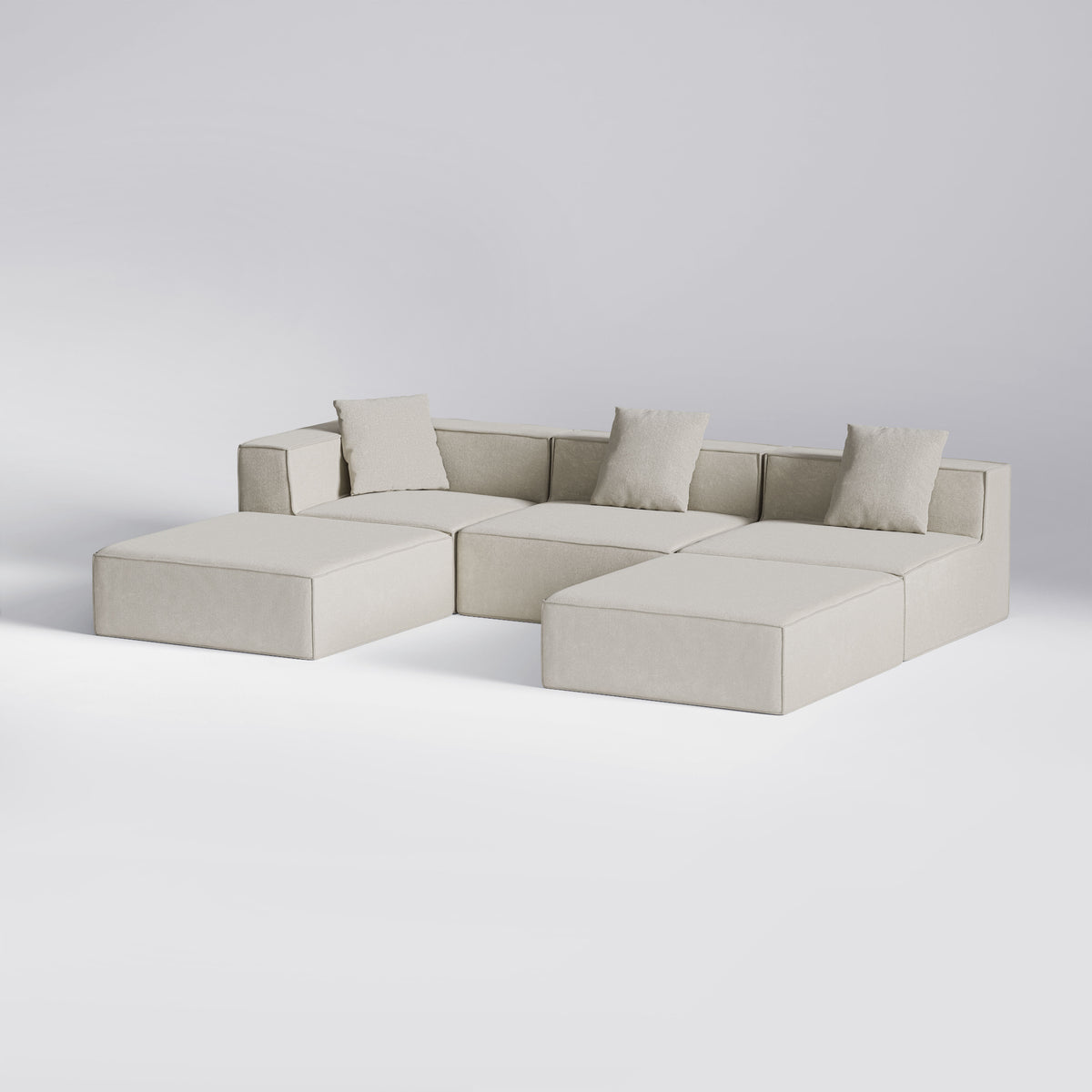 Beige Moduri Lounge modulsofa med sofa-, hjørne- og pufmoduler fra Zederkof