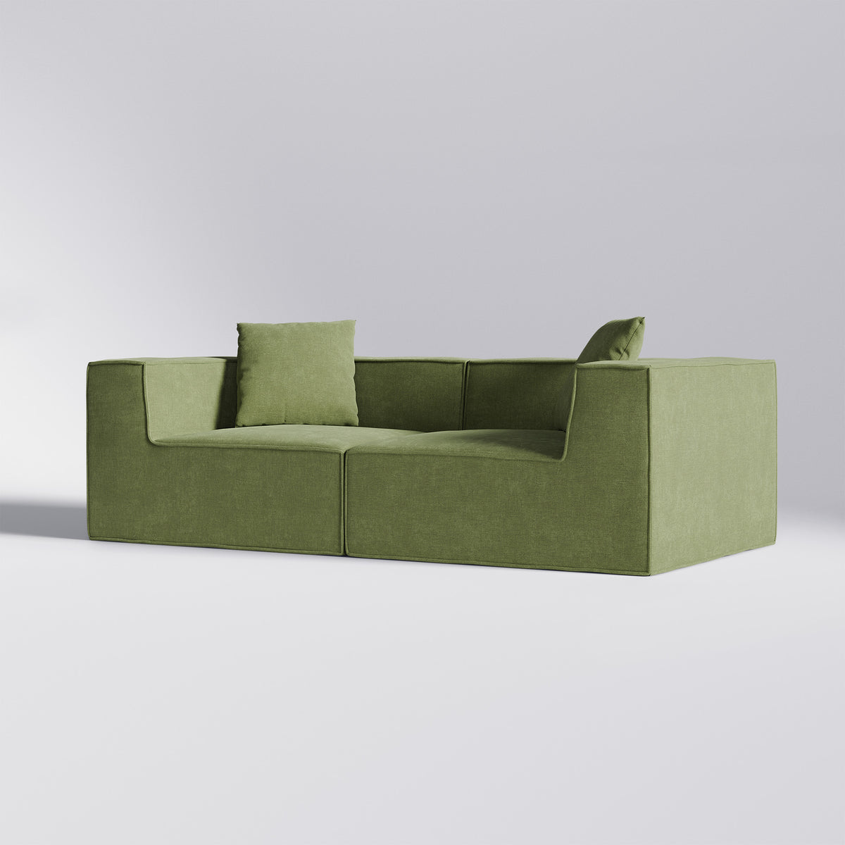 Grøn Moduri Corner 2-personers sofa bestående af to hjørnemoduler