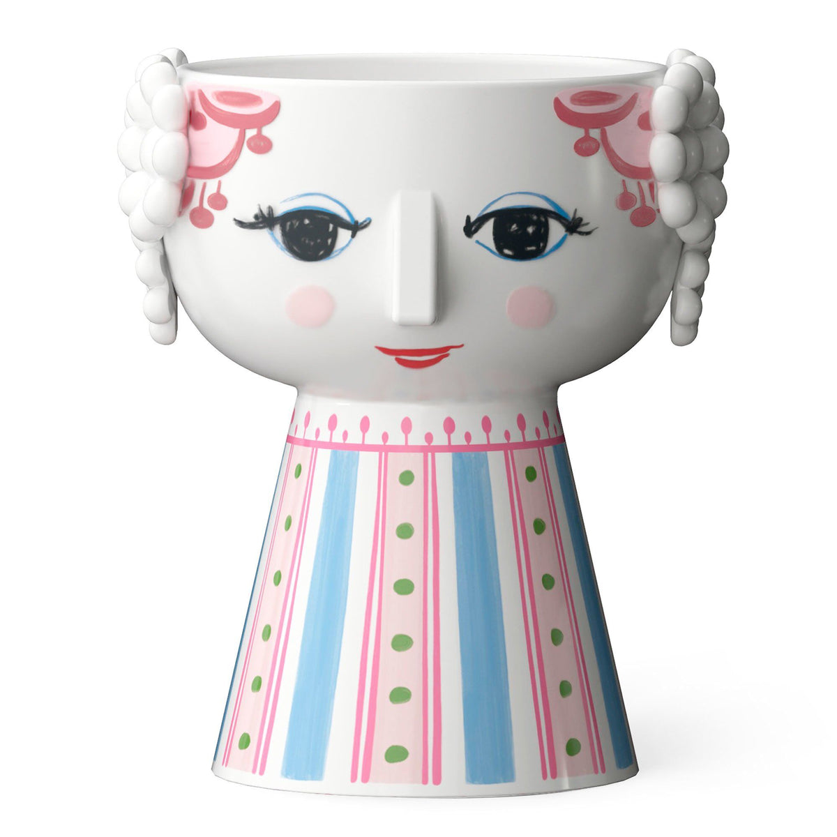 Pink Eva lysestage fra Bjørn Wiinblad i blankglaseret porcelæn, 9,5 cm