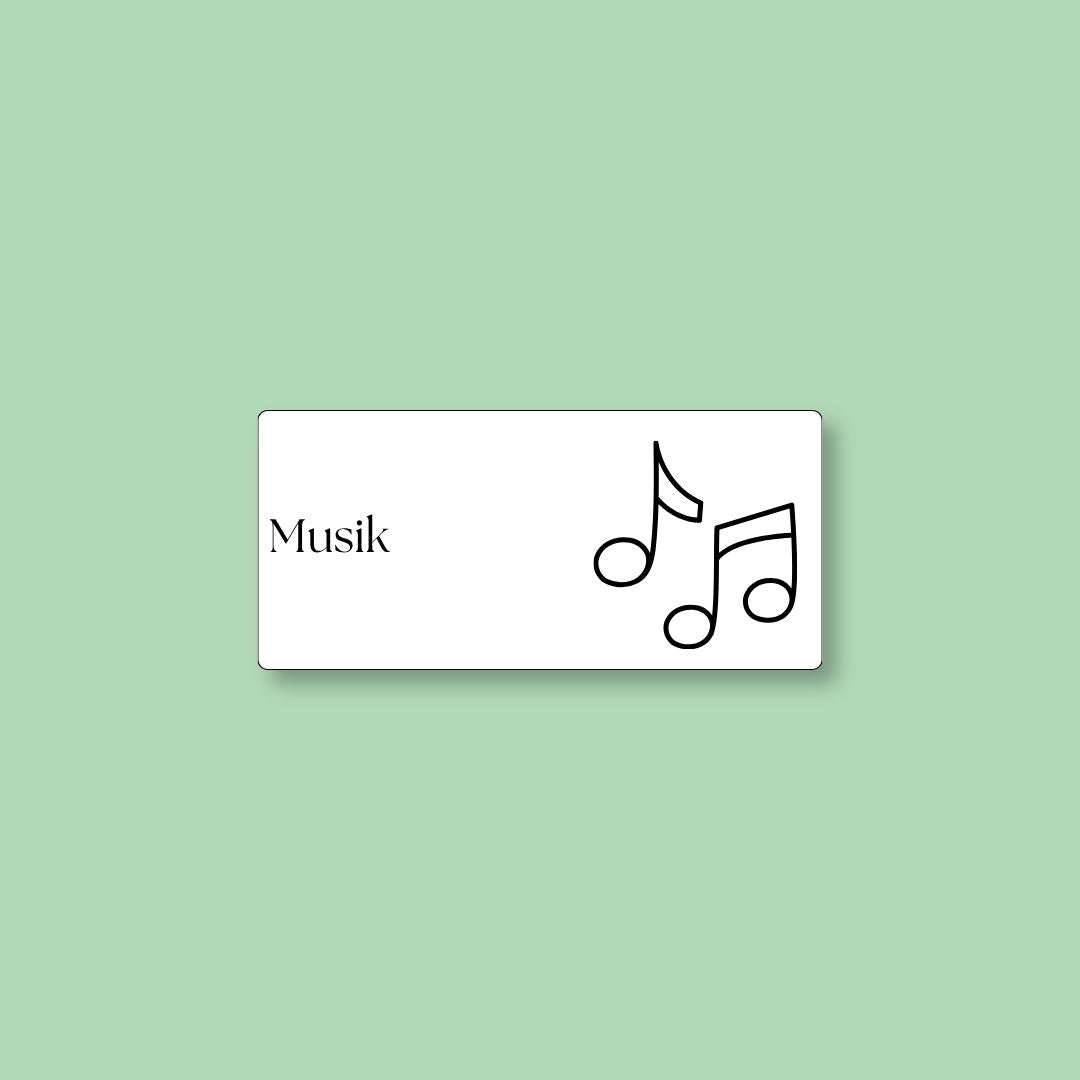 Hvid magnetisk ToDoodle skemabrik med motiv til faget musik