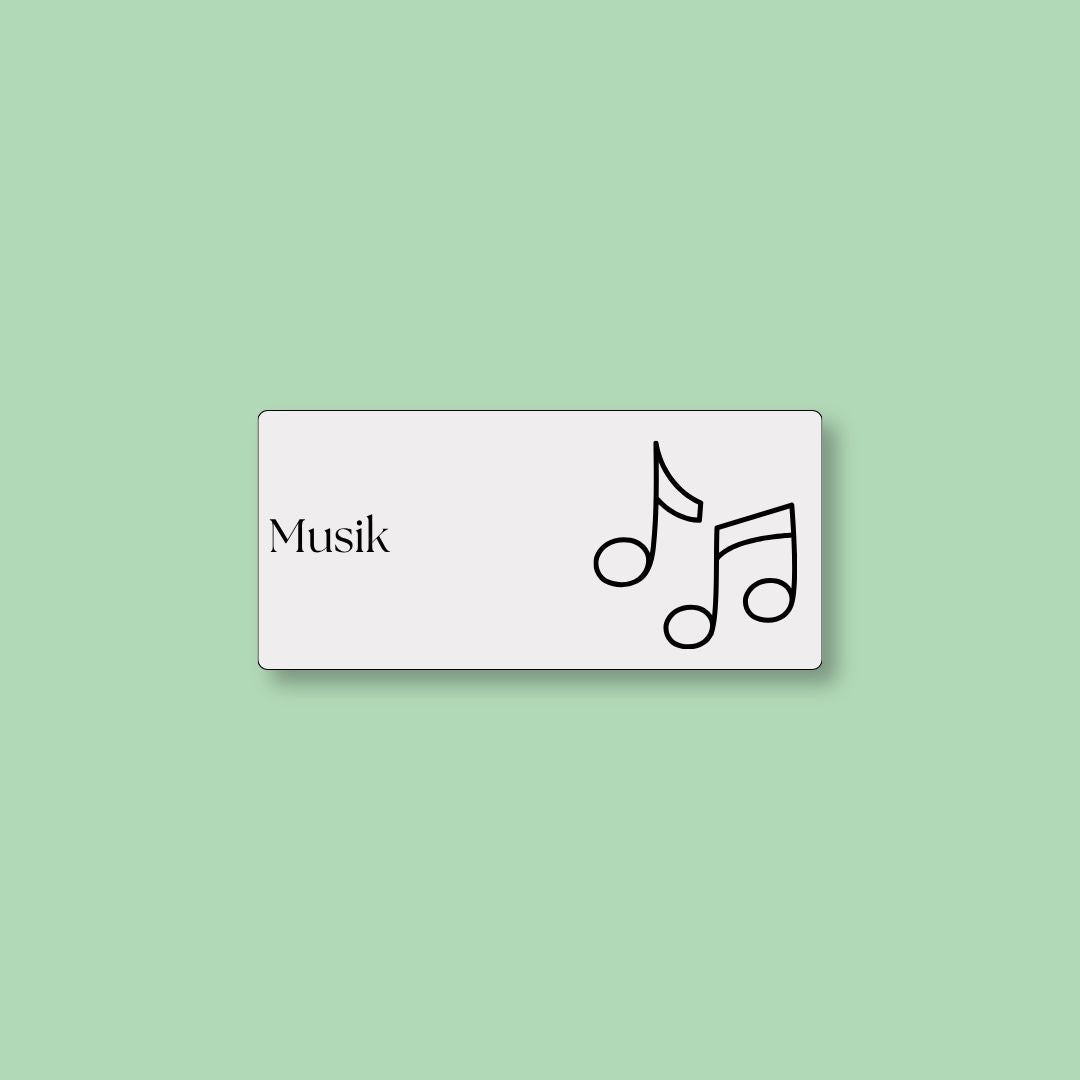 Grå magnetisk ToDoodle skemabrik med motiv til faget musik