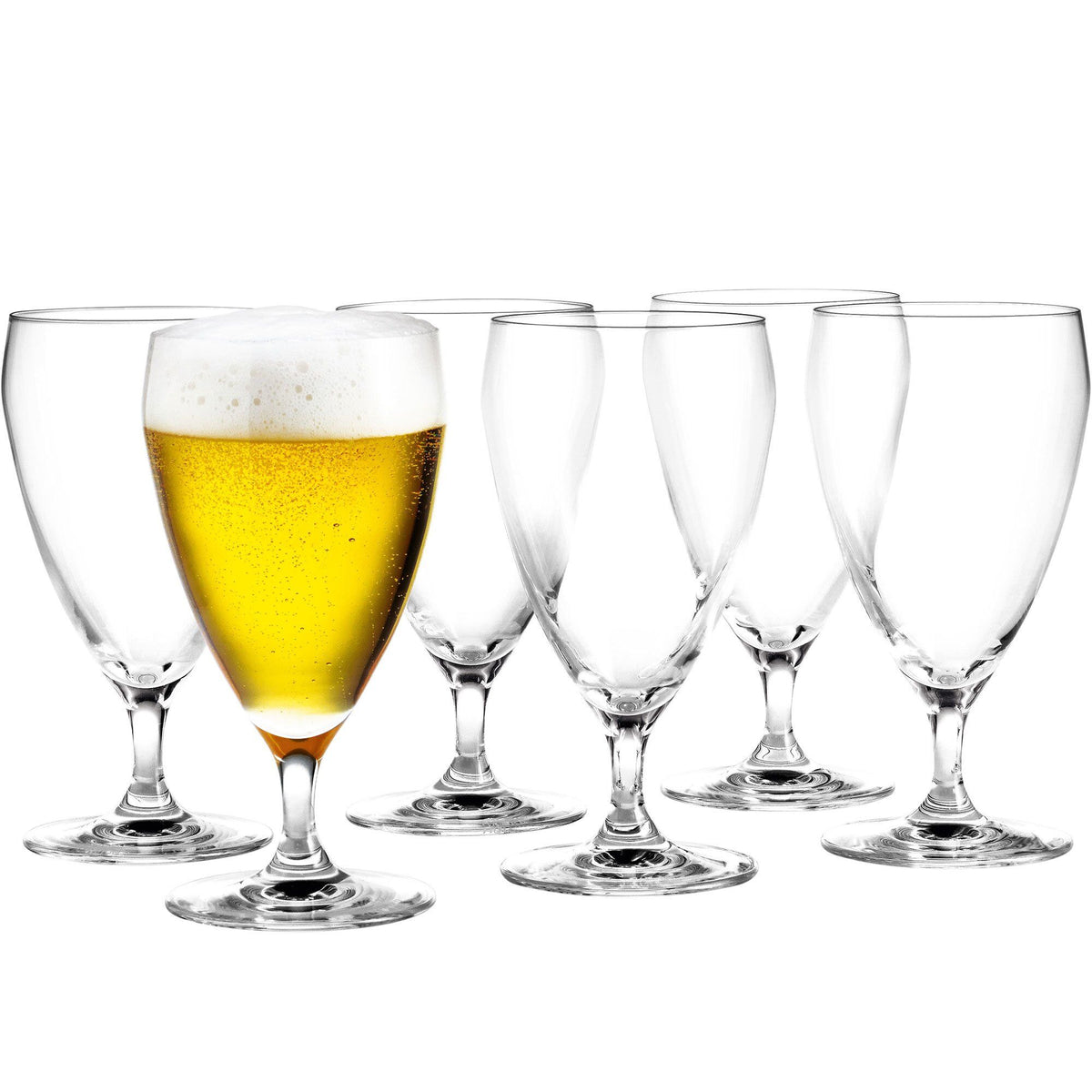 Seks klare Holmegaard Perfection ølglas på 44 cl