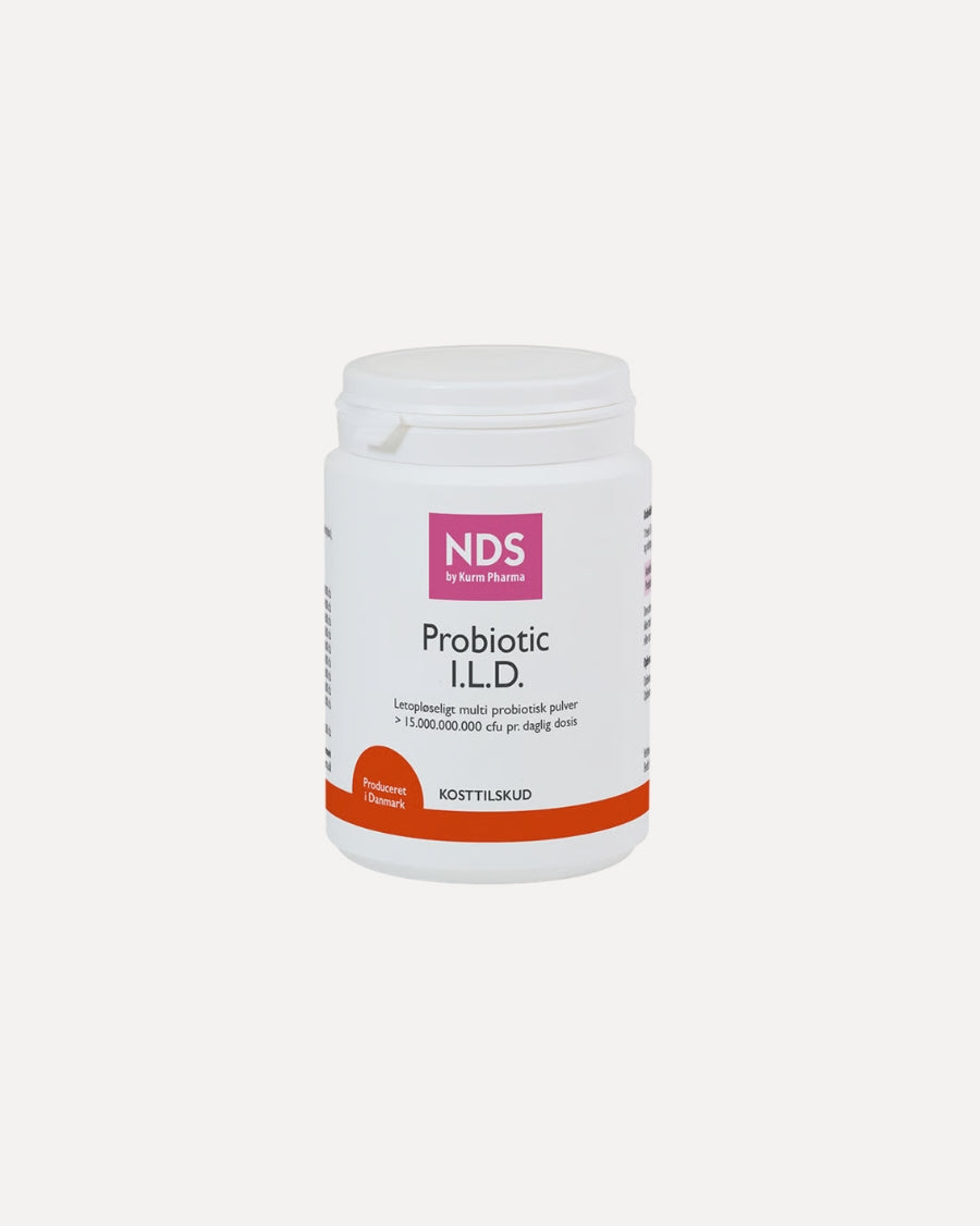 Pakning med NDS Probiotika I.L.D 10 mælkesyrebakterier i pulverform, 100 g