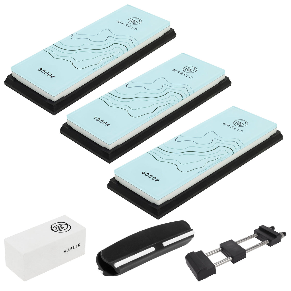 Mareld Akio slibekit Expert med tre keramiske slibesten i 1000, 3000 og 6000 grit
