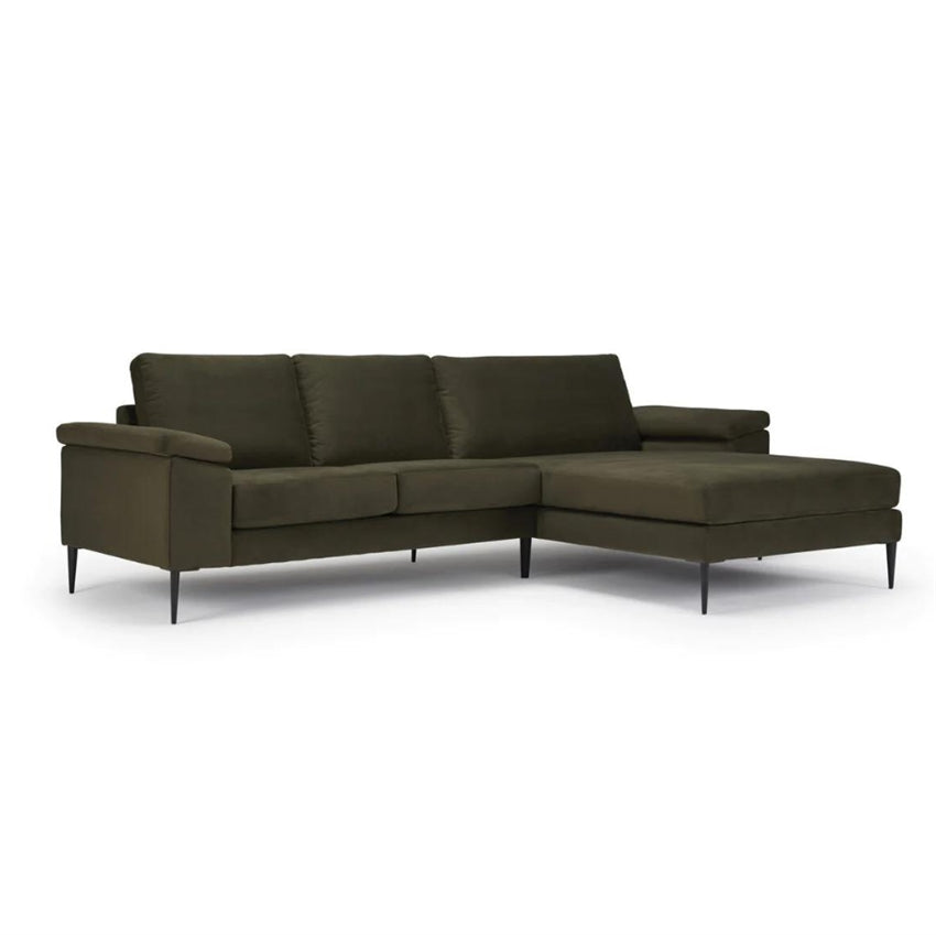 Grøn Nordly Lyon 3 personers sofa med chaiselong i stof