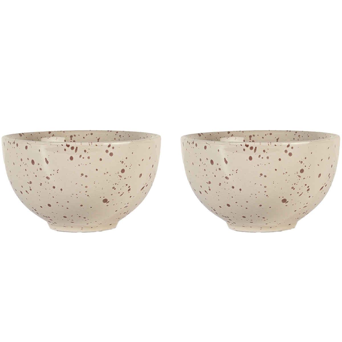 To Sagaform Ditte skåle i beige og bordeaux, 12 cm i diameter
