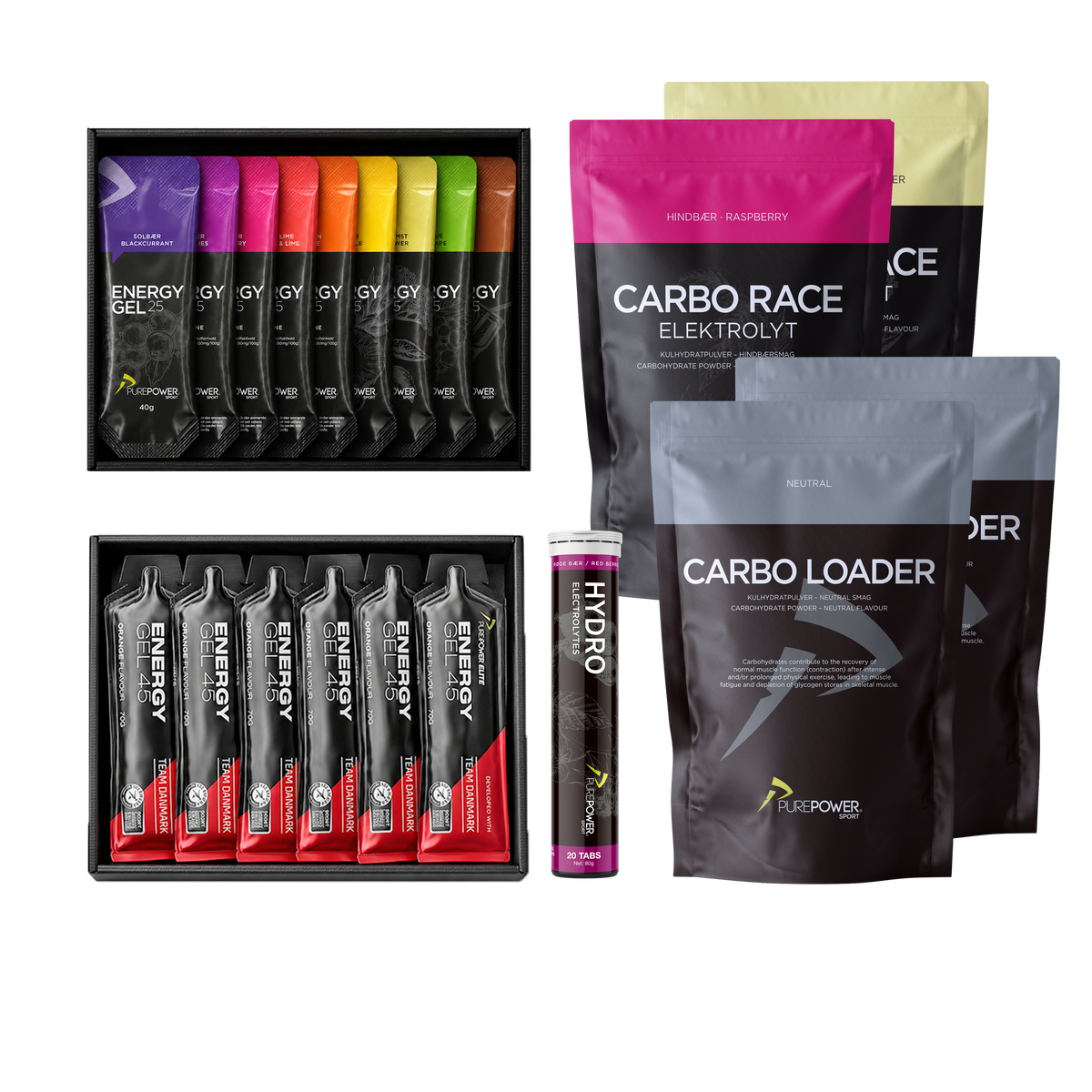 PurePower Nicolais Race Day Pack med udvalgte produkter til raceday