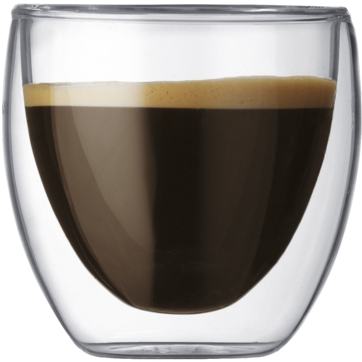 To Bodum Pavina dobbeltvæggede espressoglas på 0,08 liter i halvovale former