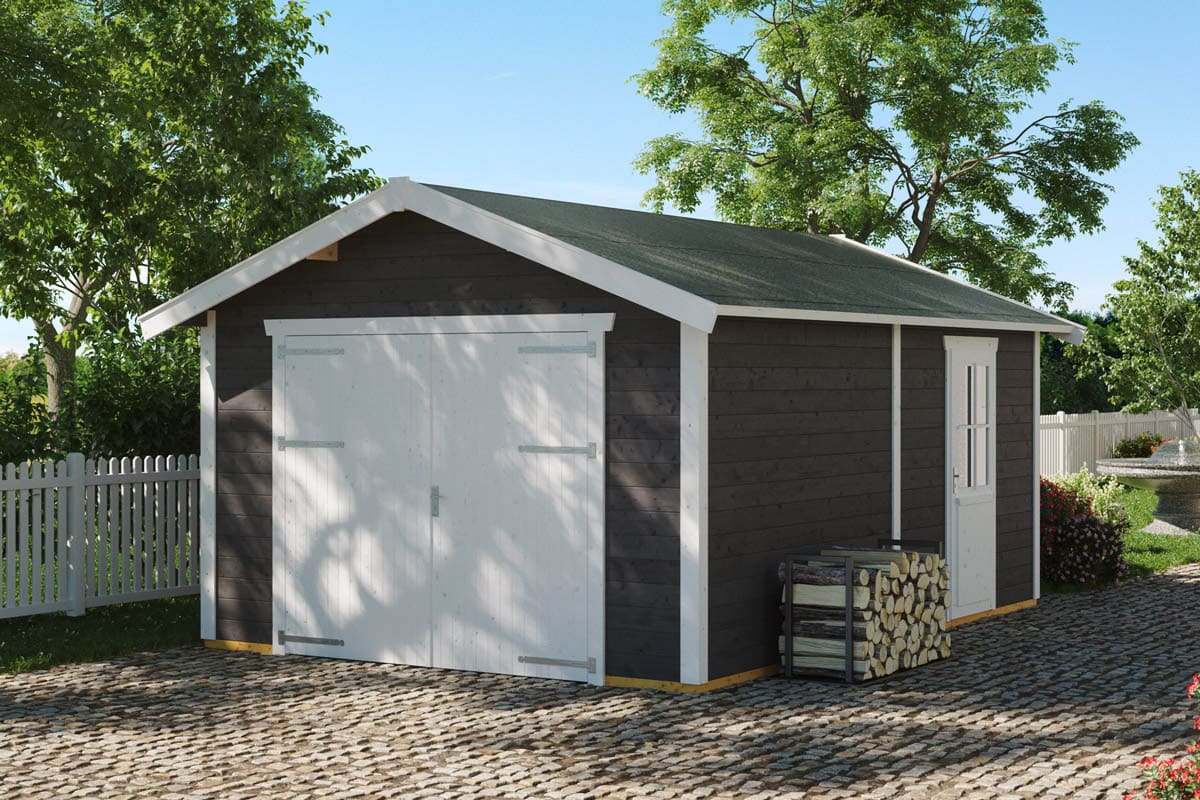 Garage Nordisk 370, enkelt garage på 19,4 m² i stilrent design fra Sølund Huse