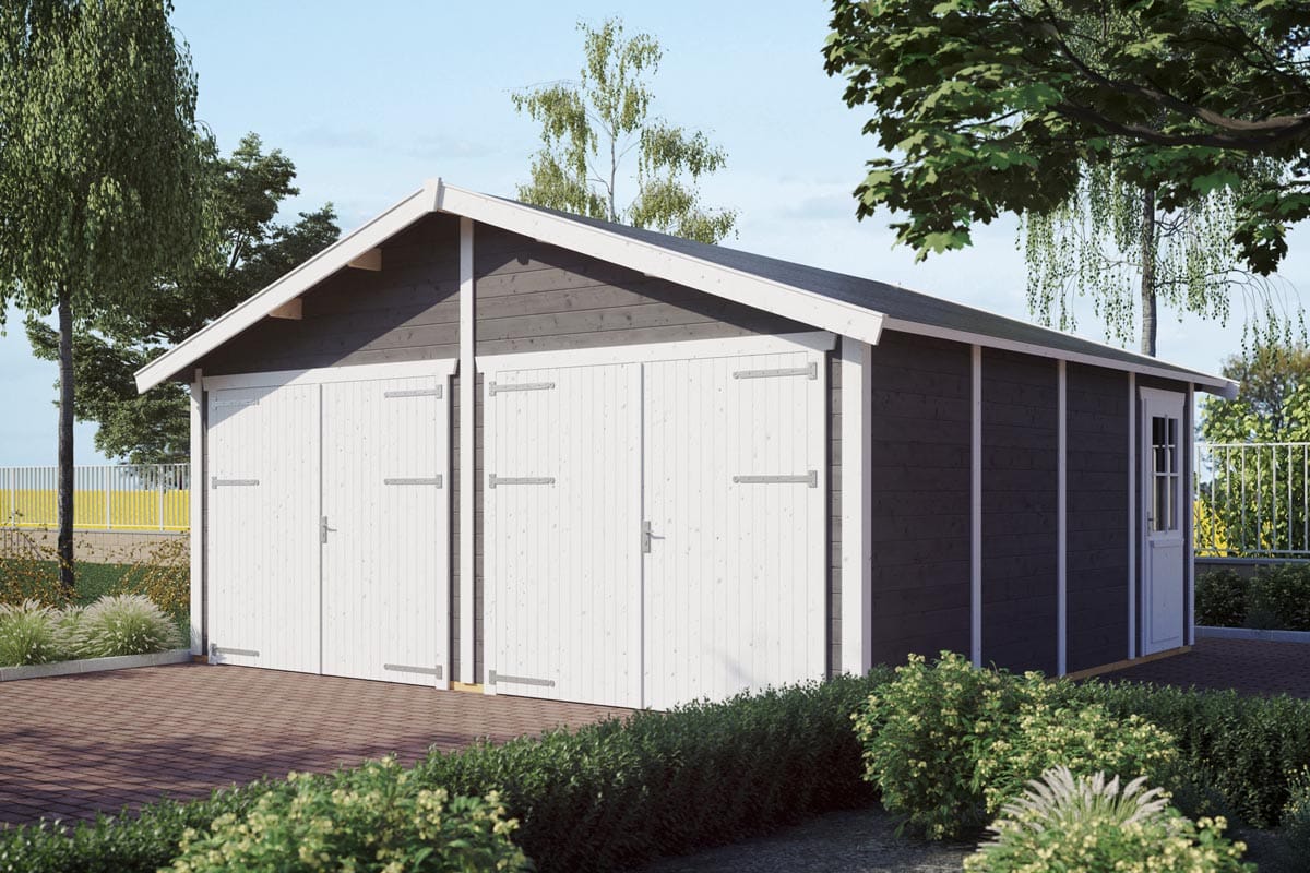 Garage Nordisk 570, dobbeltgarage på 30 m² i massivt træ fra Sølund Huse